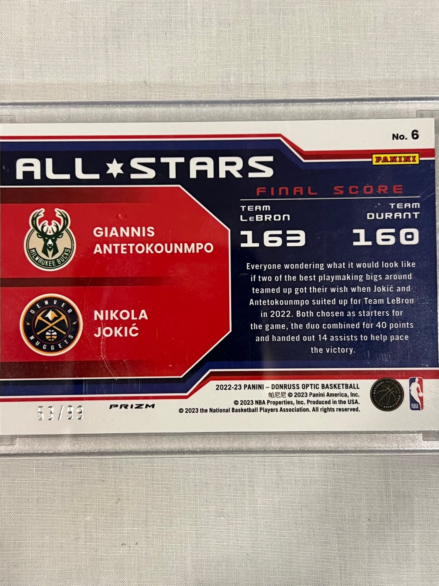 Giannis/Jokic Optic All-Stars Red & Gold Wave /99