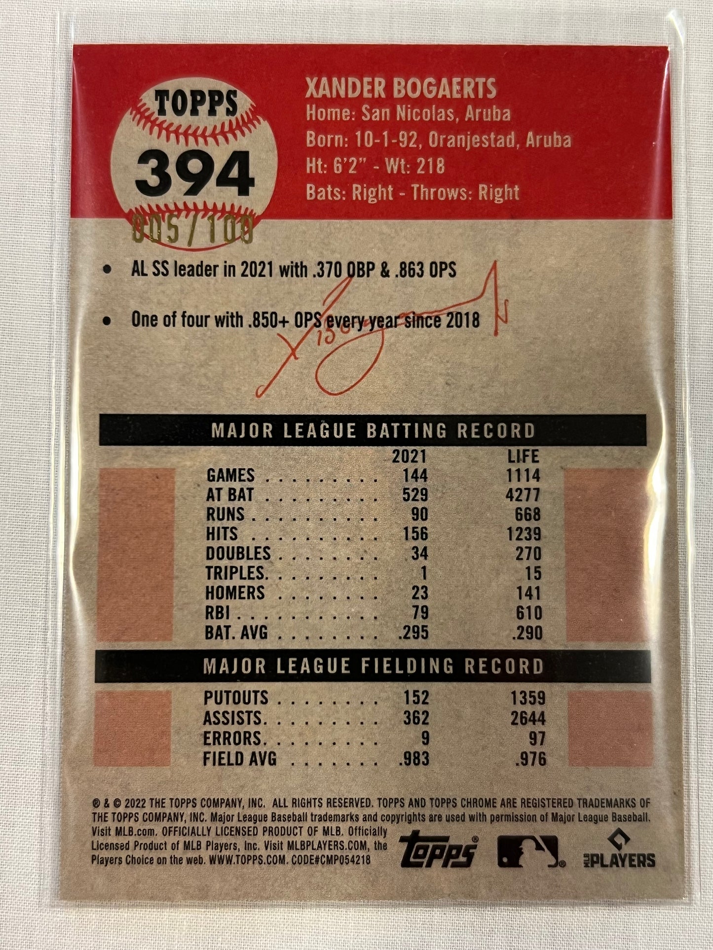 Xander Bogaerts Chrome Red /100