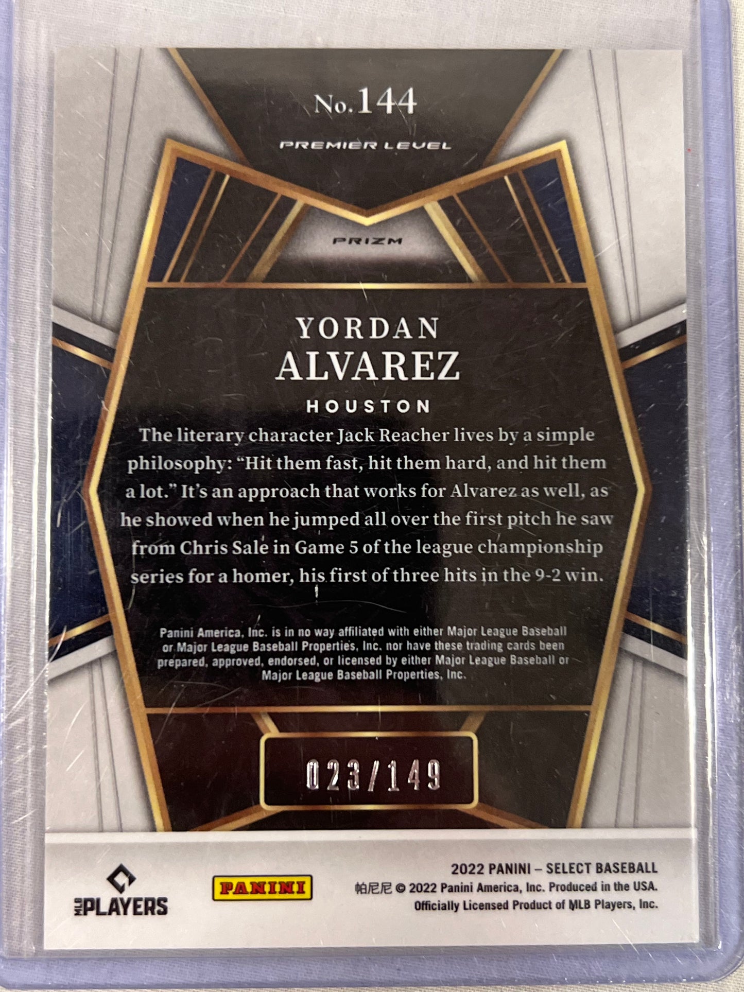 Yordan Alvarez Premier Level Select Blue /149