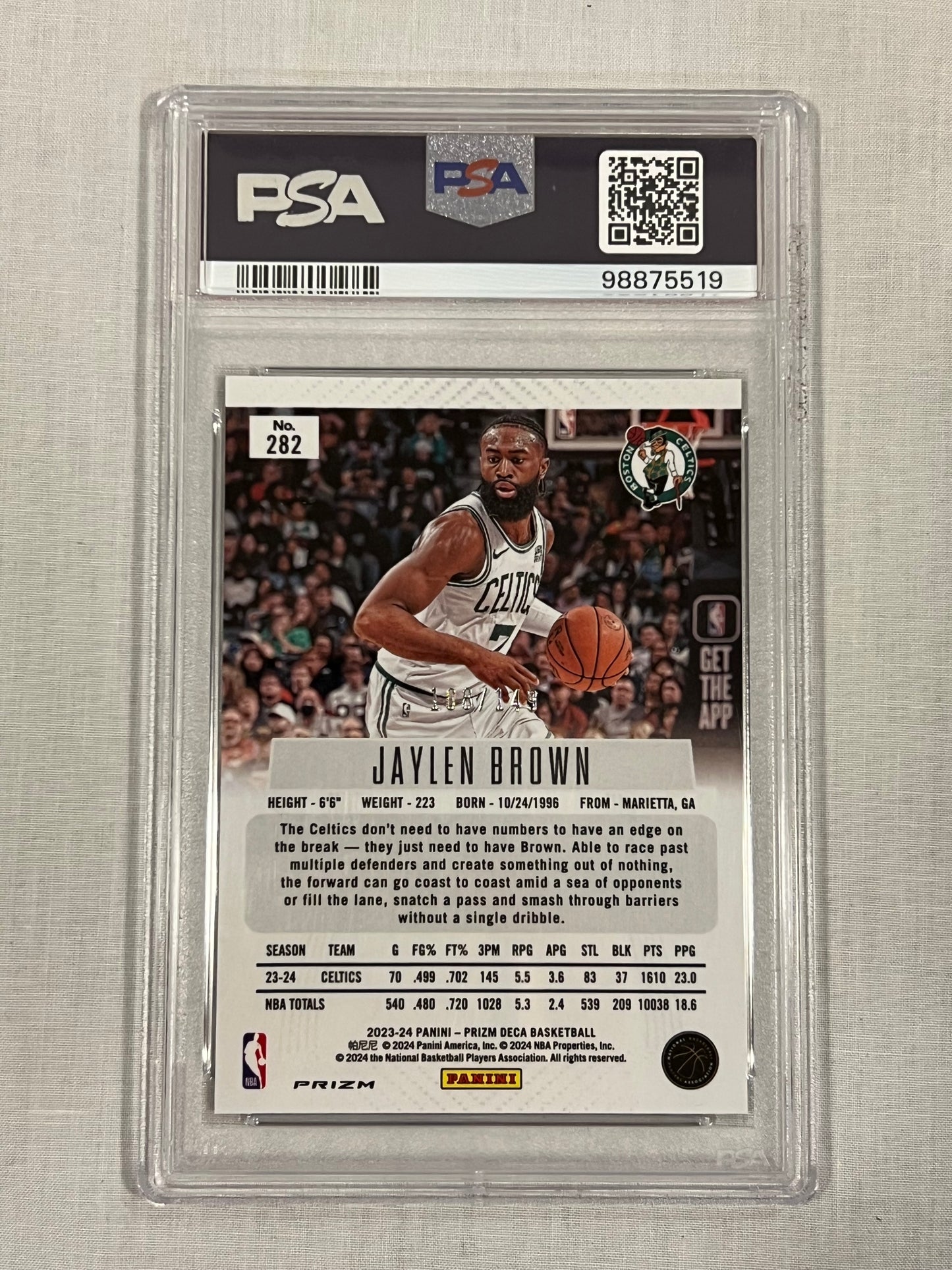 Jaylen Brown PSA 8 Prizm Deca /149