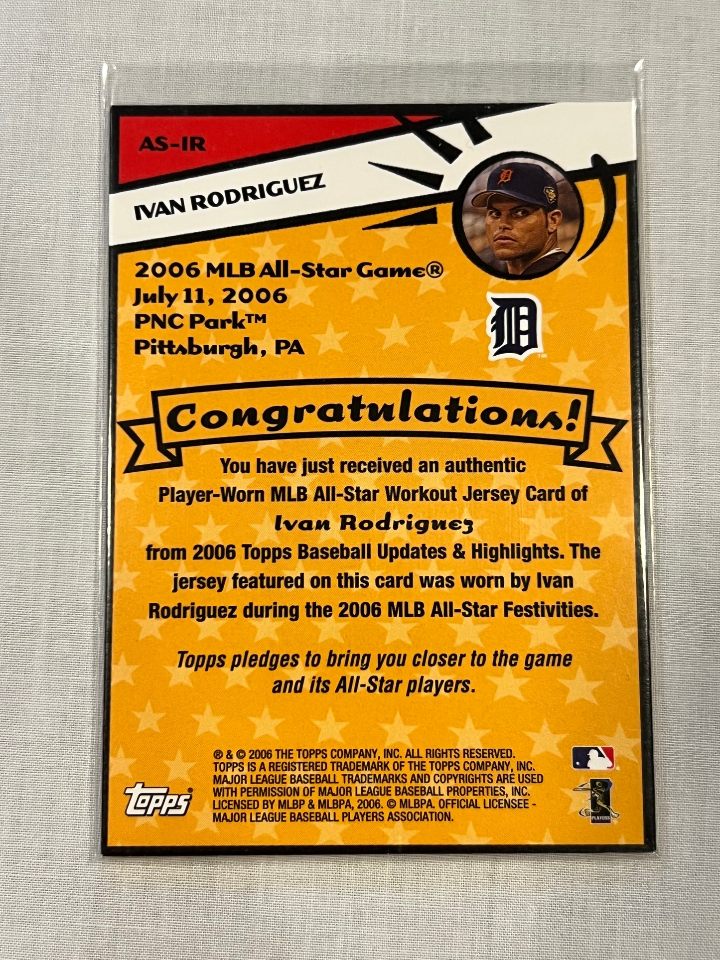 Ivan Rodriguez 2006 All-Star Game Patch