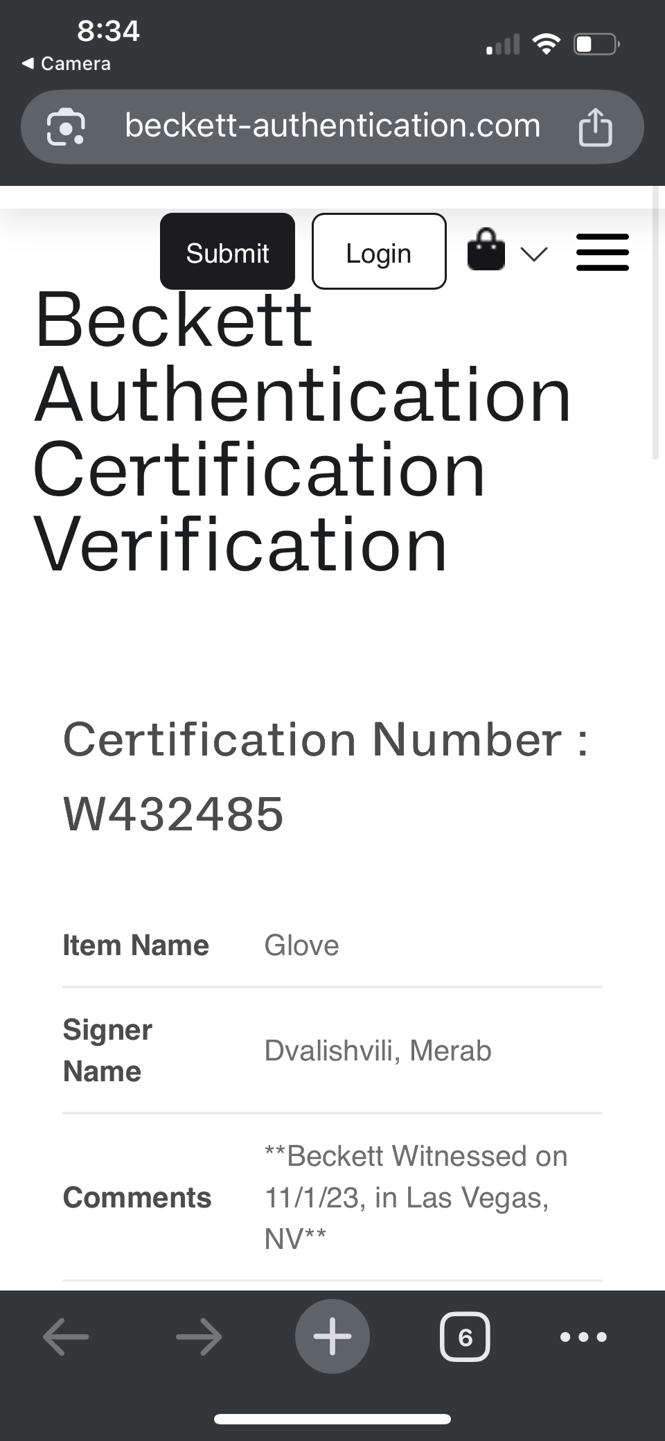 Merab Dvalishvii Signed UFC Glove