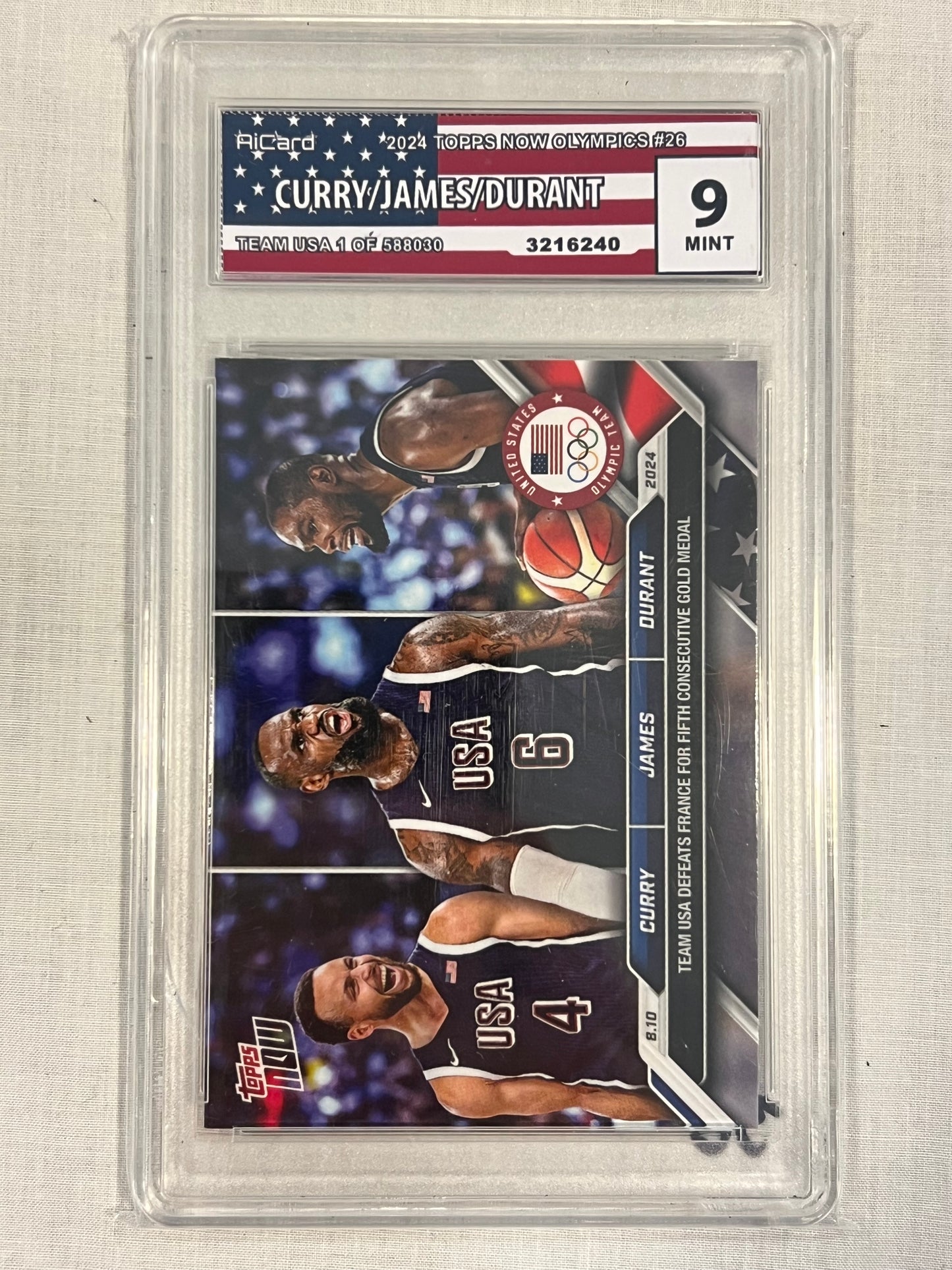 Curry/James/Durant RiCard 9 Team USA Olympics Topps SP
