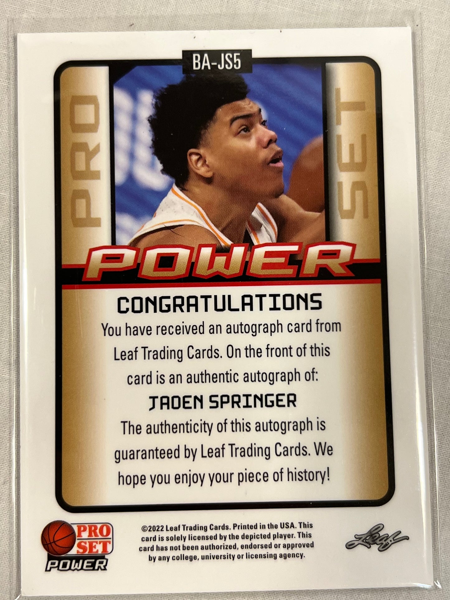 Jaden Springer Green Power Rookie Auto /50