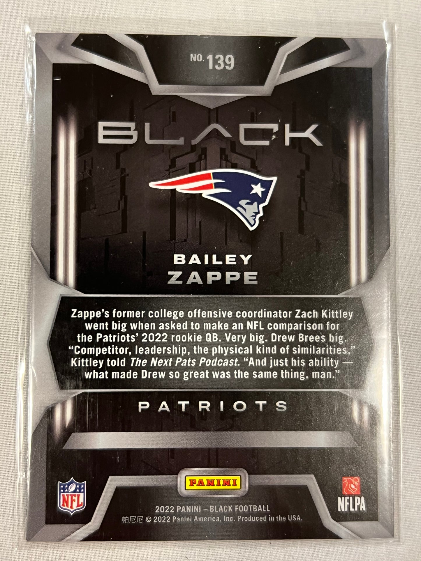 Bailey Zappe Obisidian Black Rookie /75
