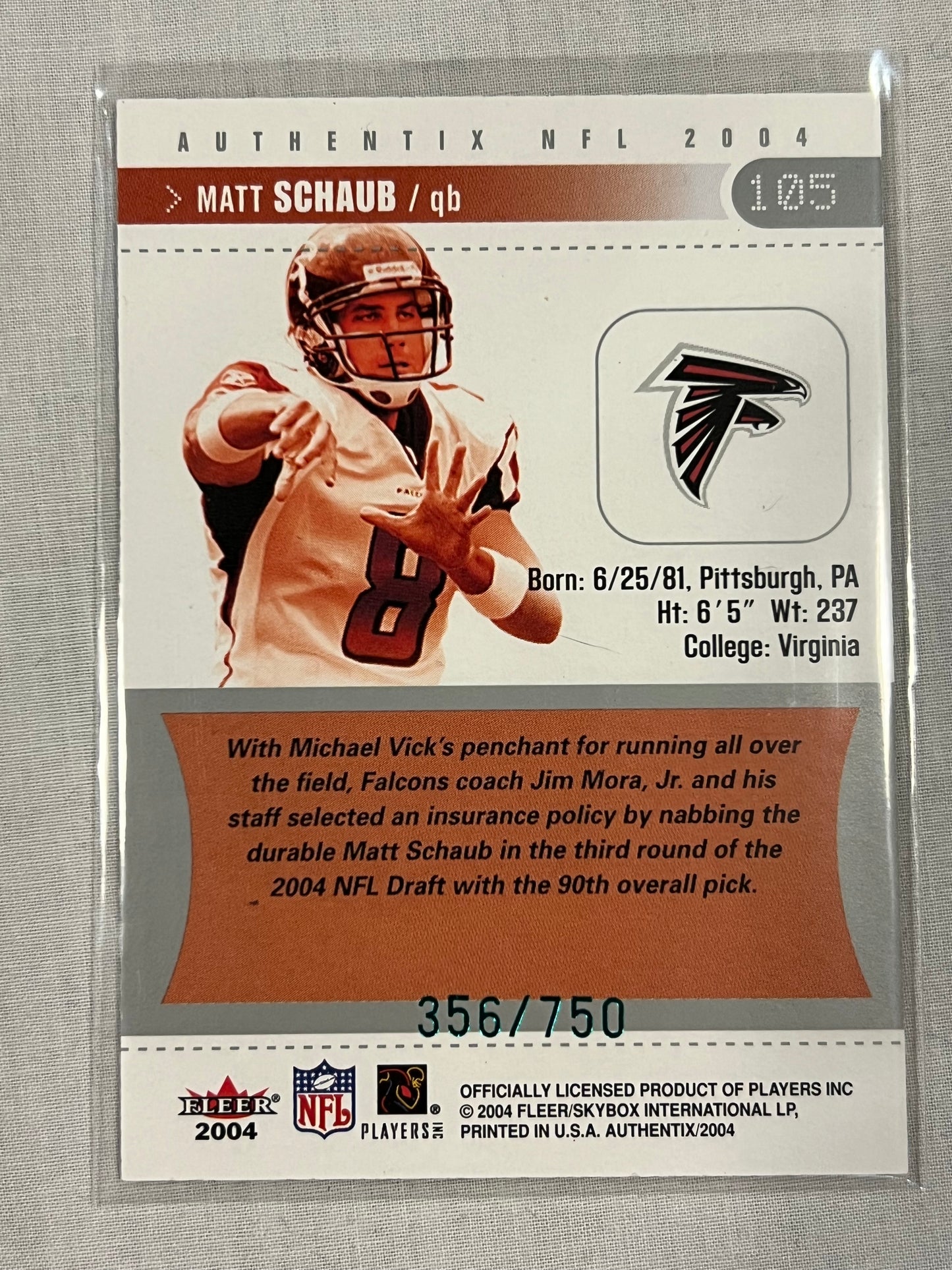 Matt Schaub Fleer Skybox Ticket to the Pros /750
