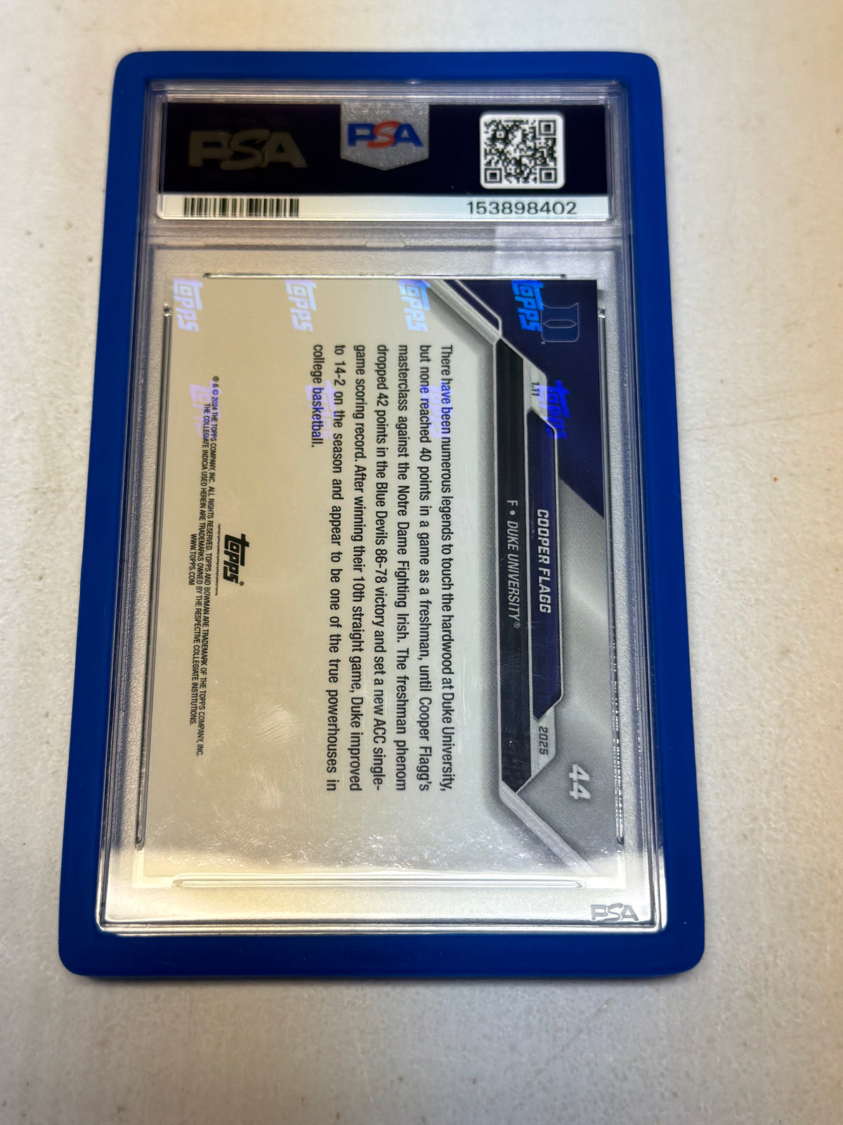 Cooper Flagg Duke Topps Now Rookie PSA 10