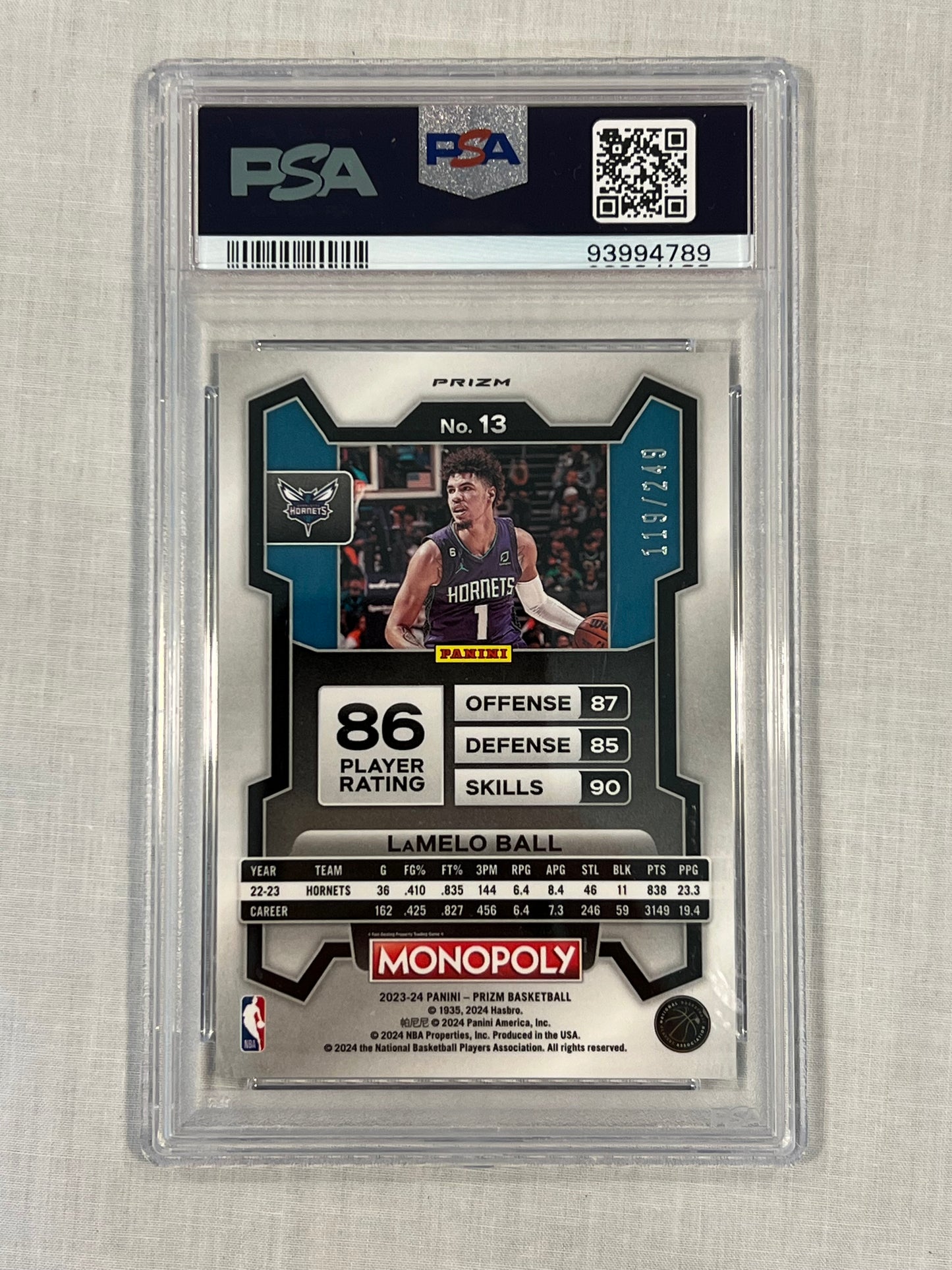 LaMelo Ball PSA 9 Monopoly Prizm Brown /249