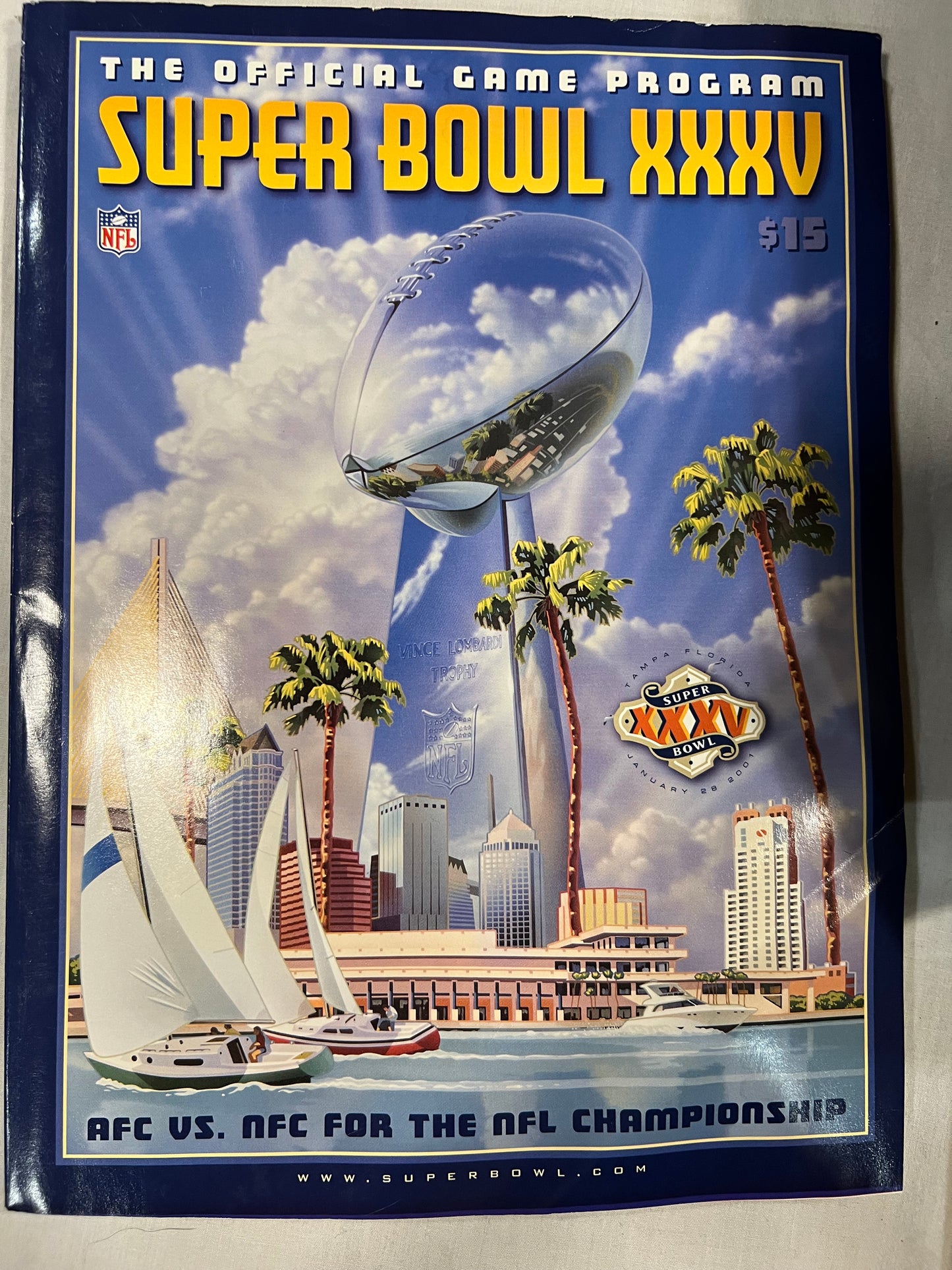 Super Bowl XXXV 2001 Tampa Cushion w/ extras