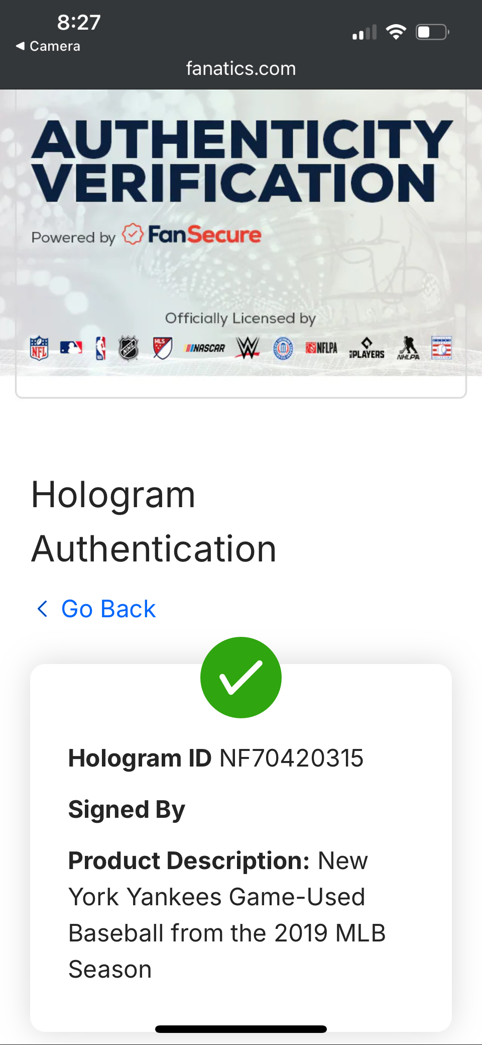 New York Yankees Official 2019 Game Used Baseball