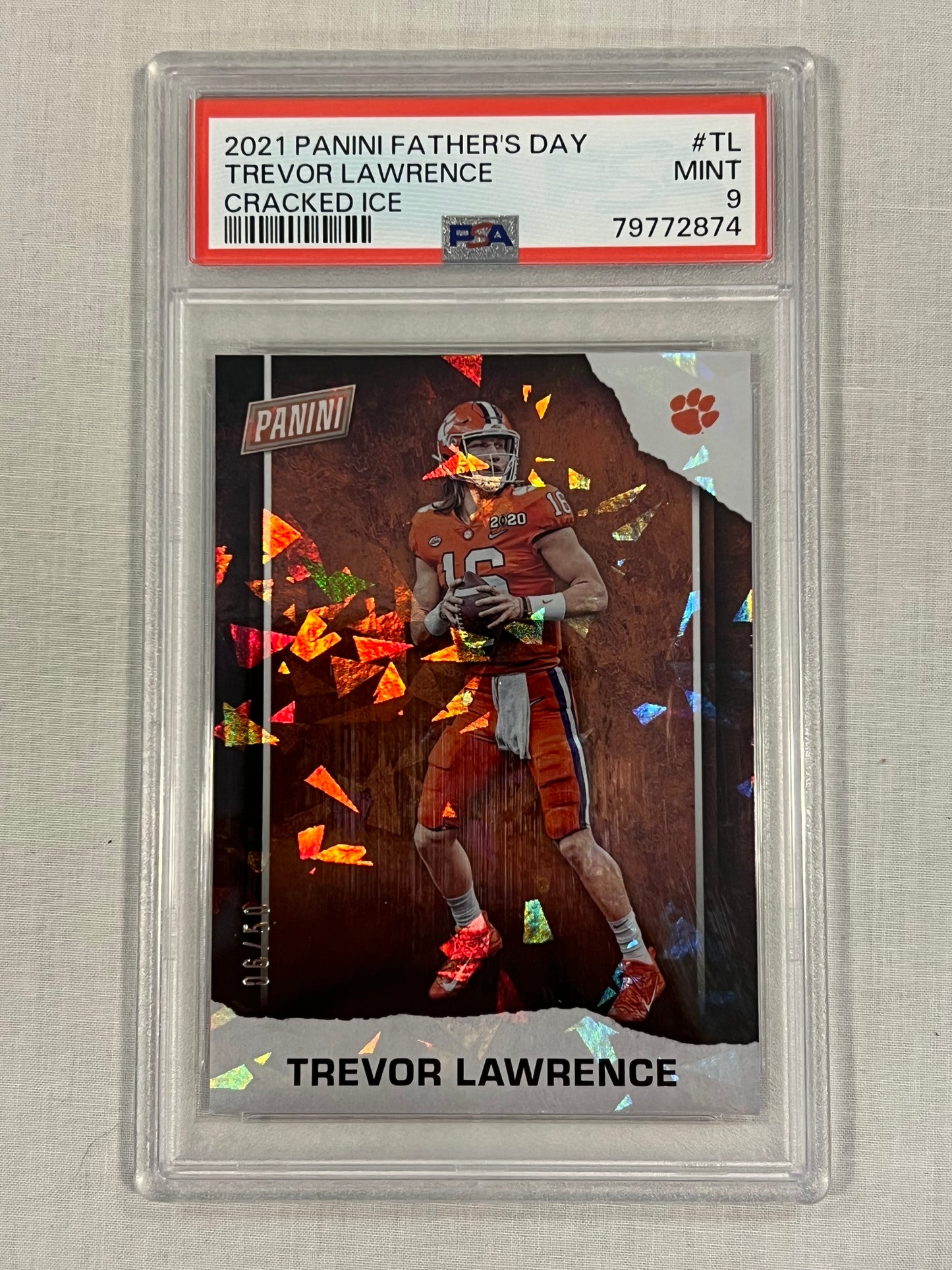 Trevor Lawrence PSA 9 Fathers Day Cracked Ice /50