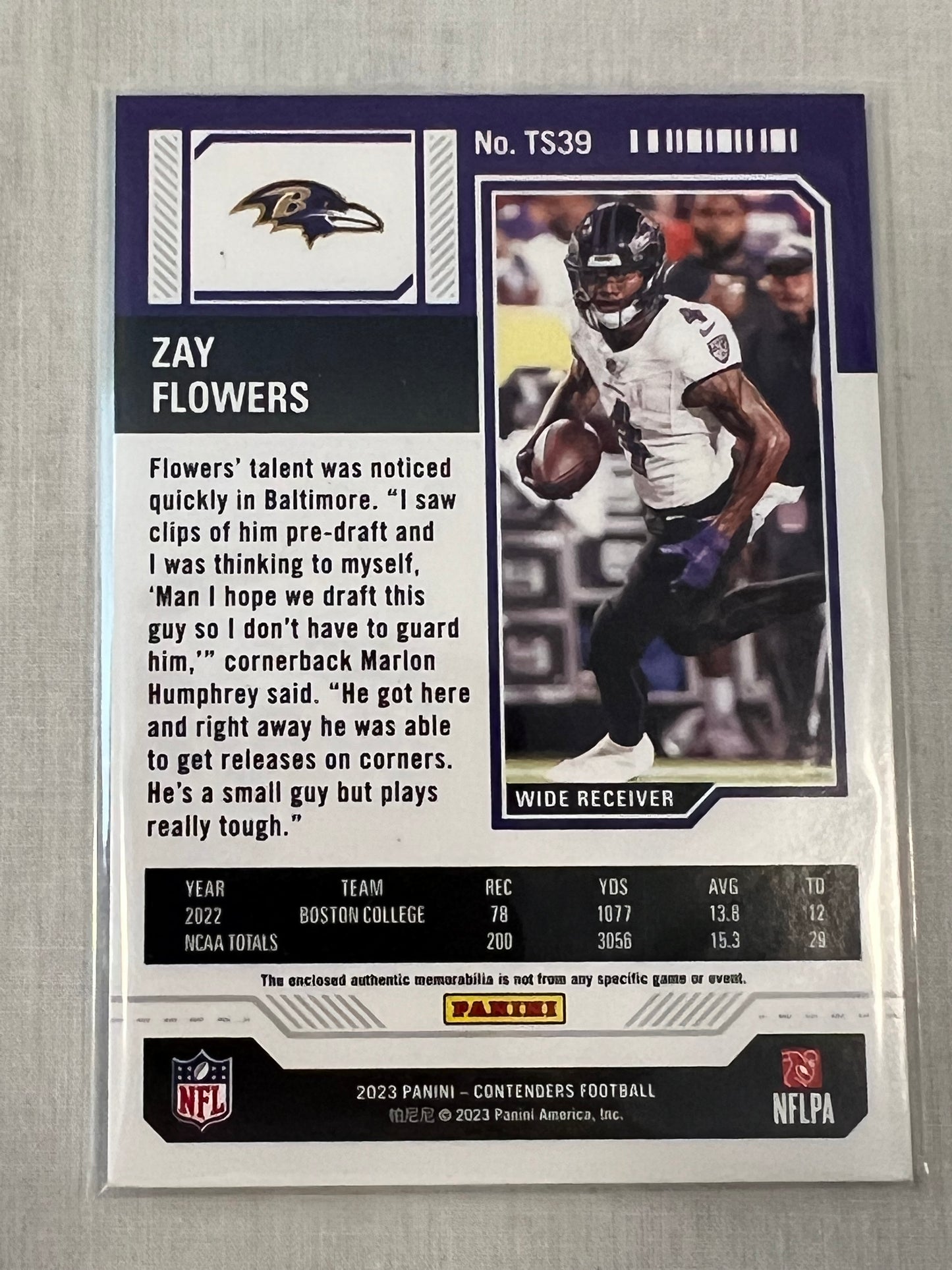 Zay Flowers Rookie Ticket Patch