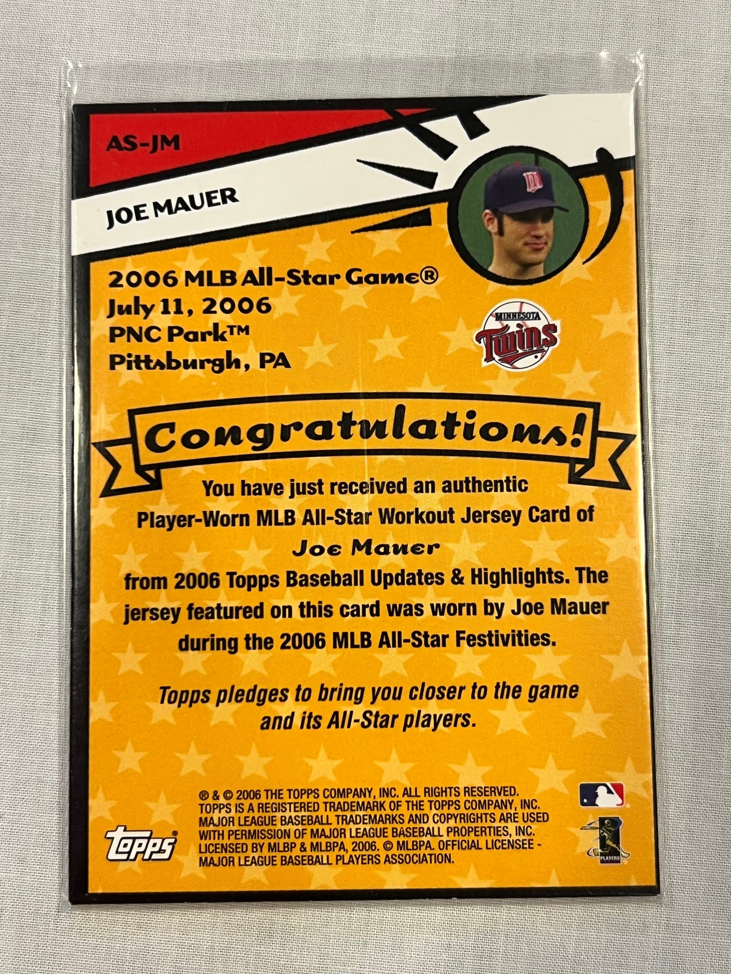 Joe Mauer 2006 All-Star Game Patch