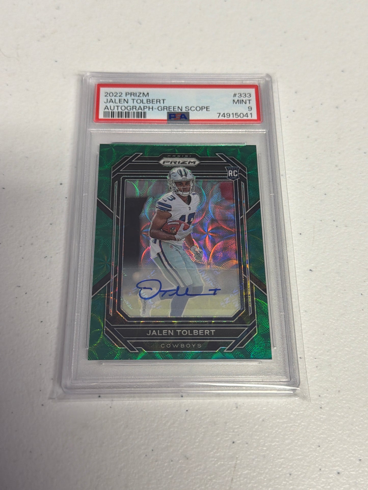 Jalen Tolbert Green Scope RC Auto /75 PSA 9