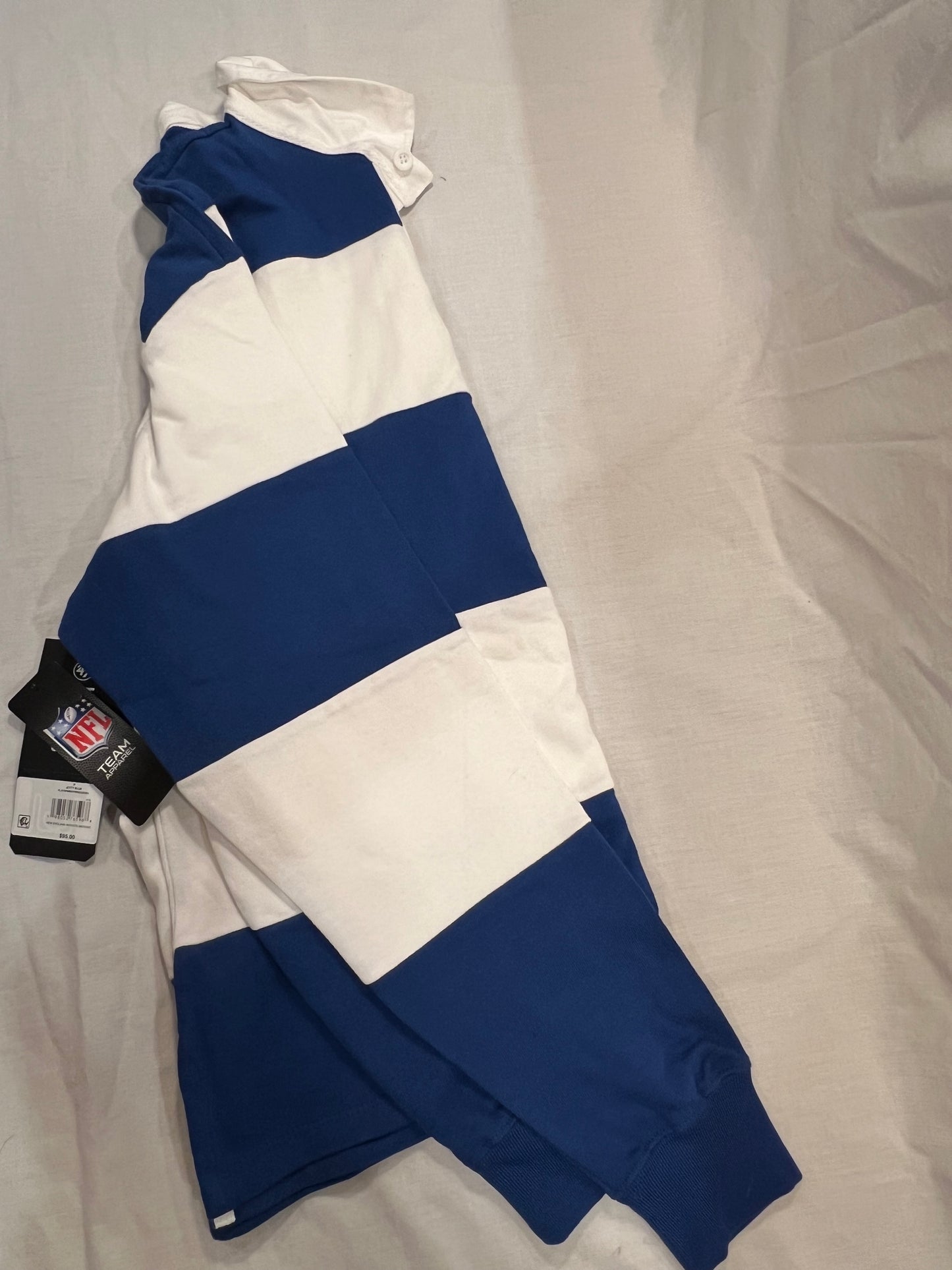 New England Patriots Long Sleeve Rugby Polo. Mens Medium