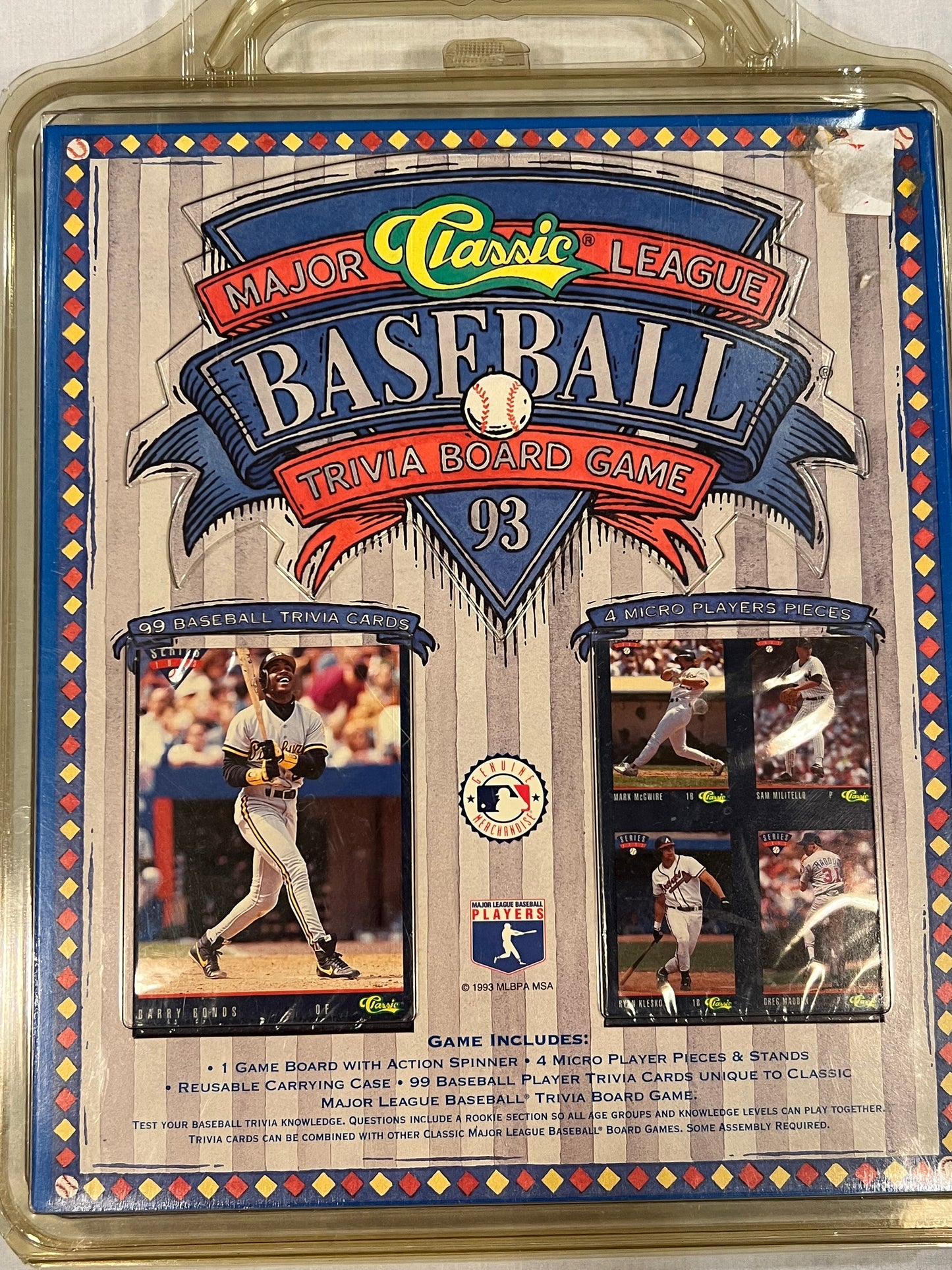 MLB Card Trivia Board Game 1993