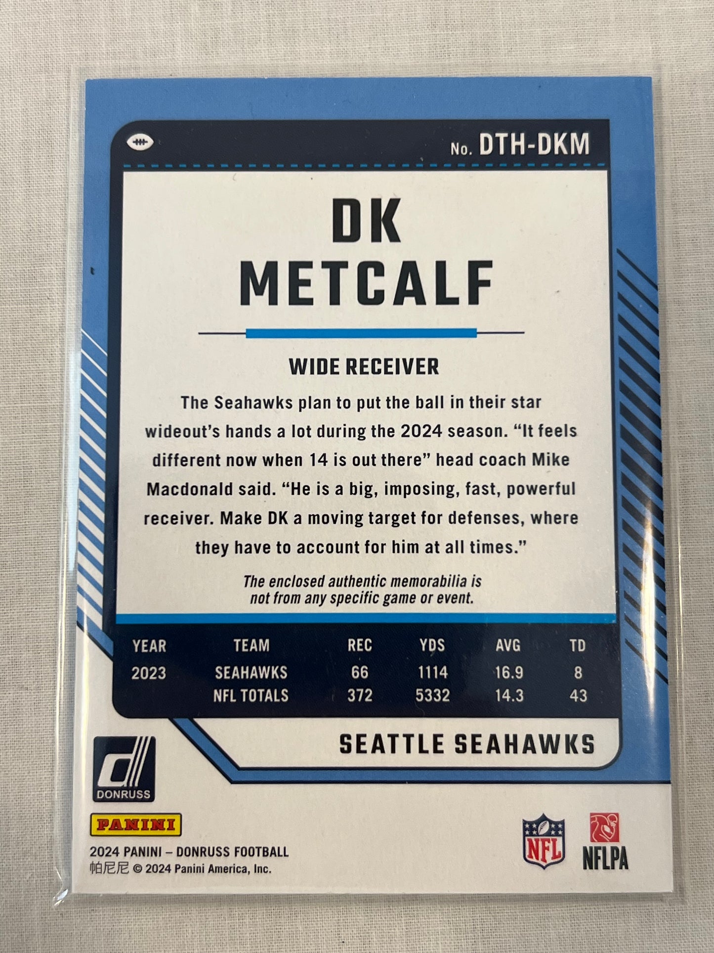 DK Metcalf Donruss Threads