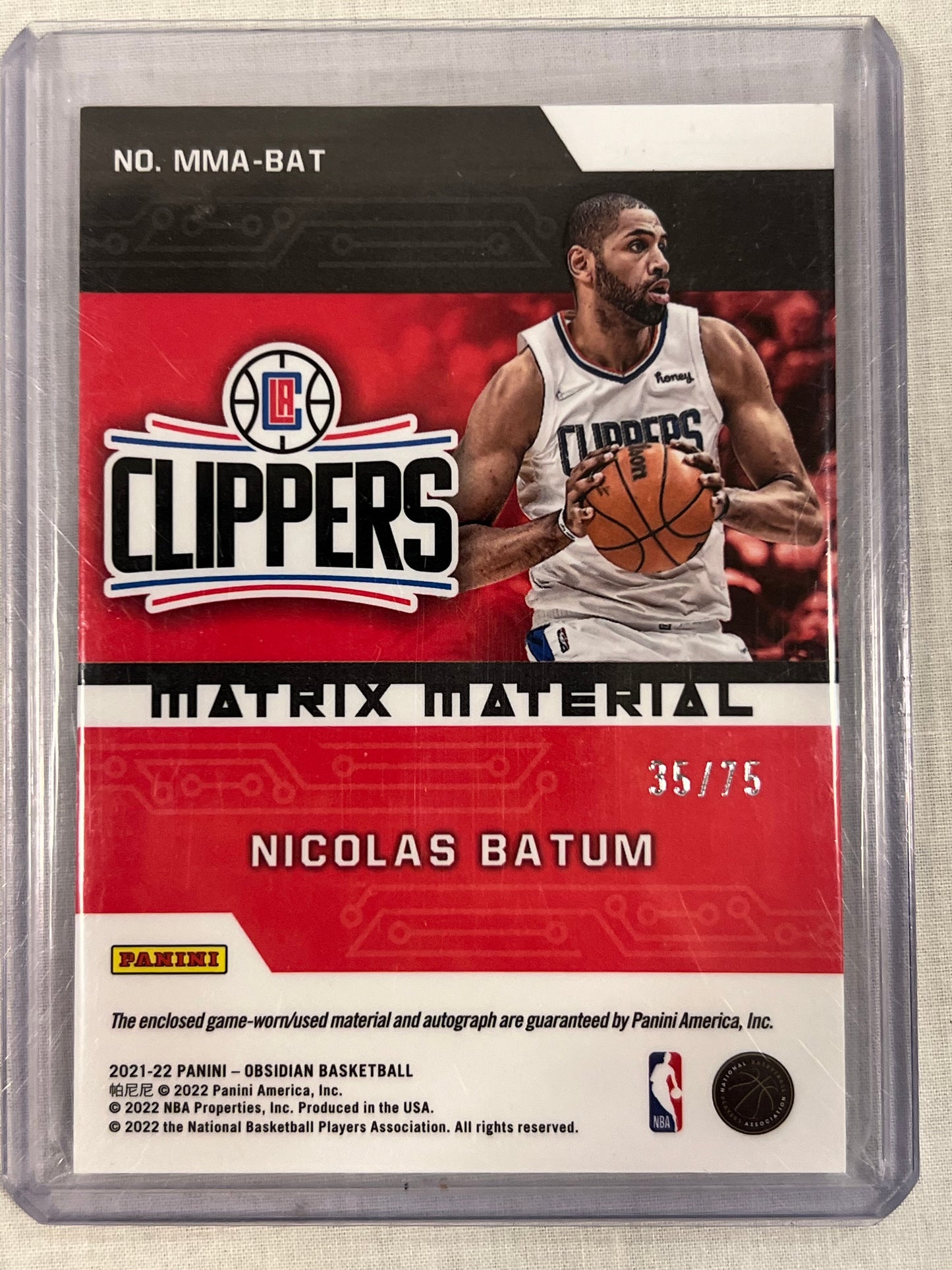 Nicholas Batum Obsidian Matrix Material Patch Auto /75
