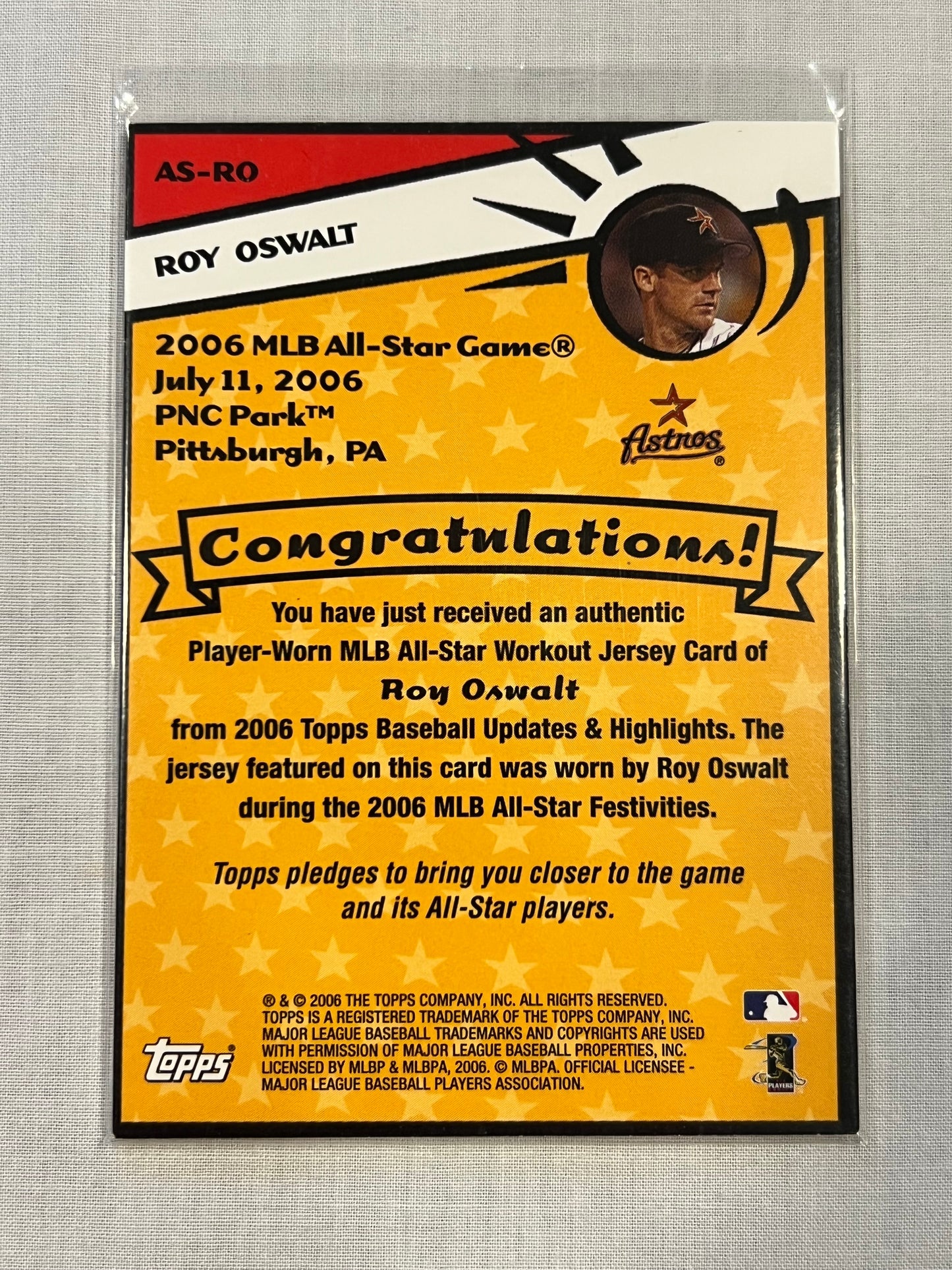 Roy Oswalt 2006 All-Star Game Patch