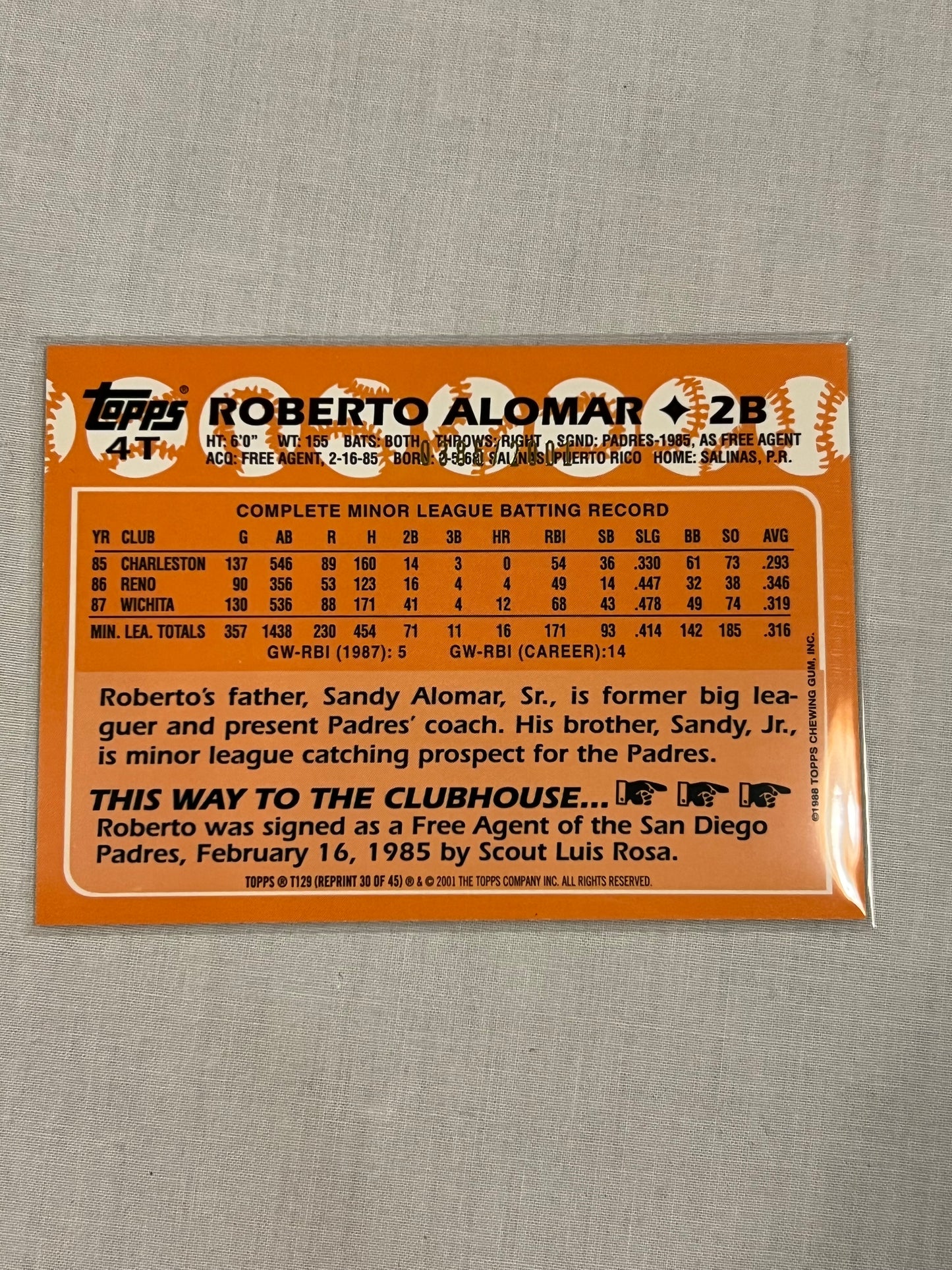 Roberto Alomar Topps Gold Border /2001