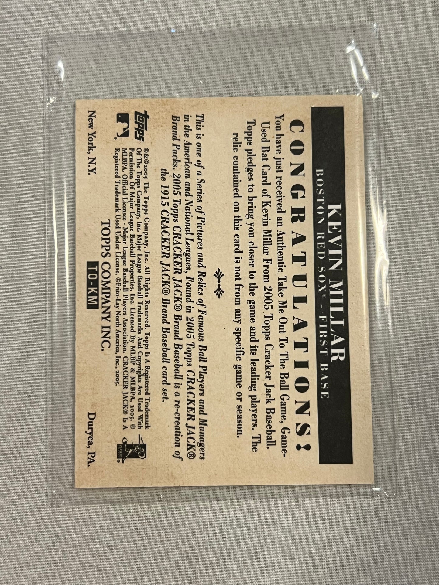 Kevin Millar Cracker Jacks Patch