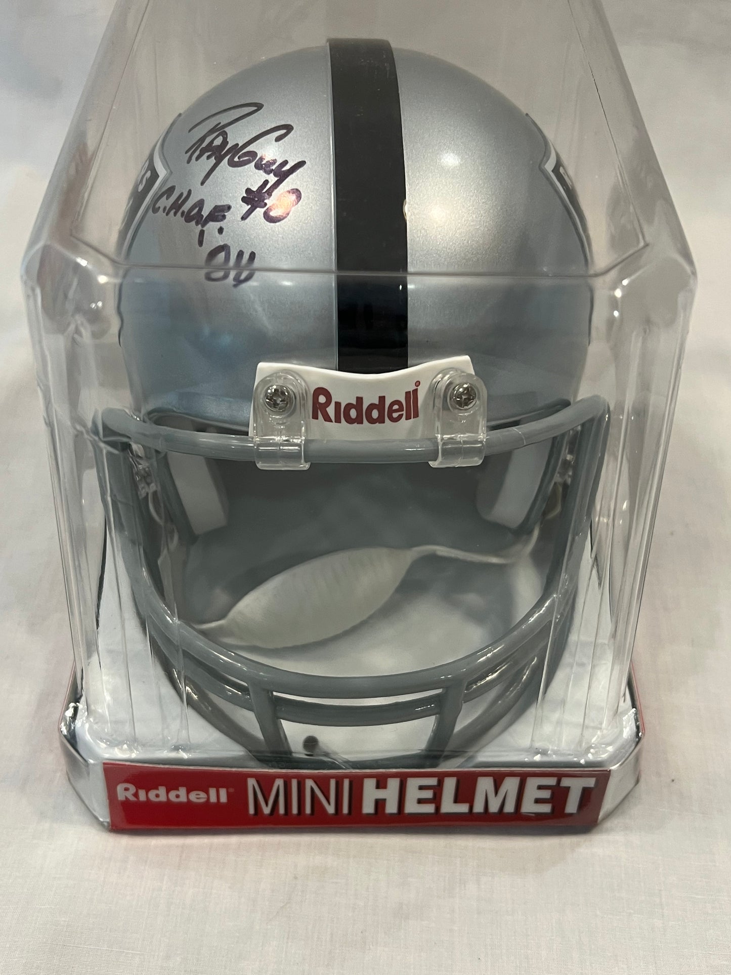Ray Guy & Brad Van Pelt HOF Raiders Mini Helmet
