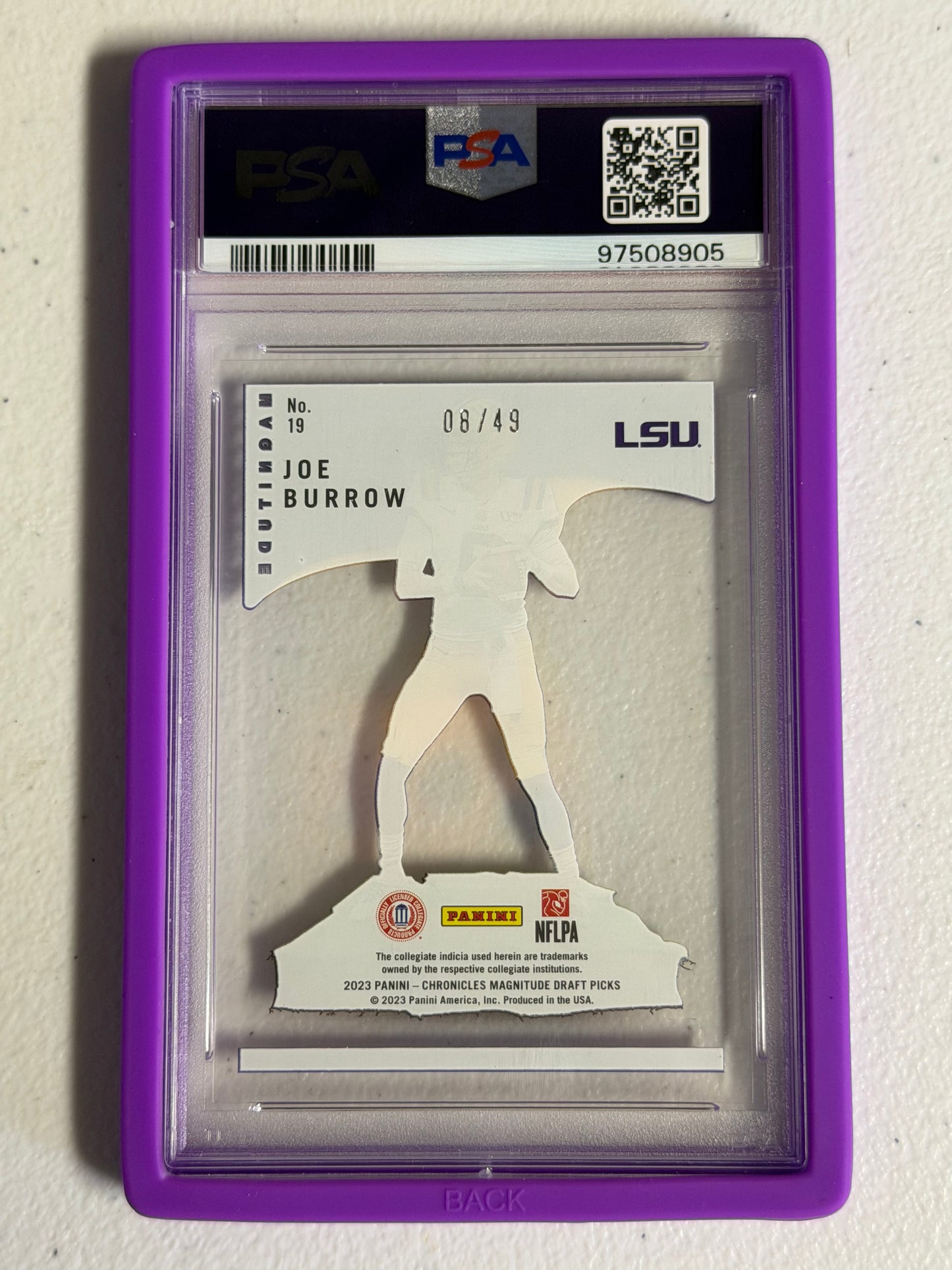 Joe Burrow Clearly Purple /49 PSA 9