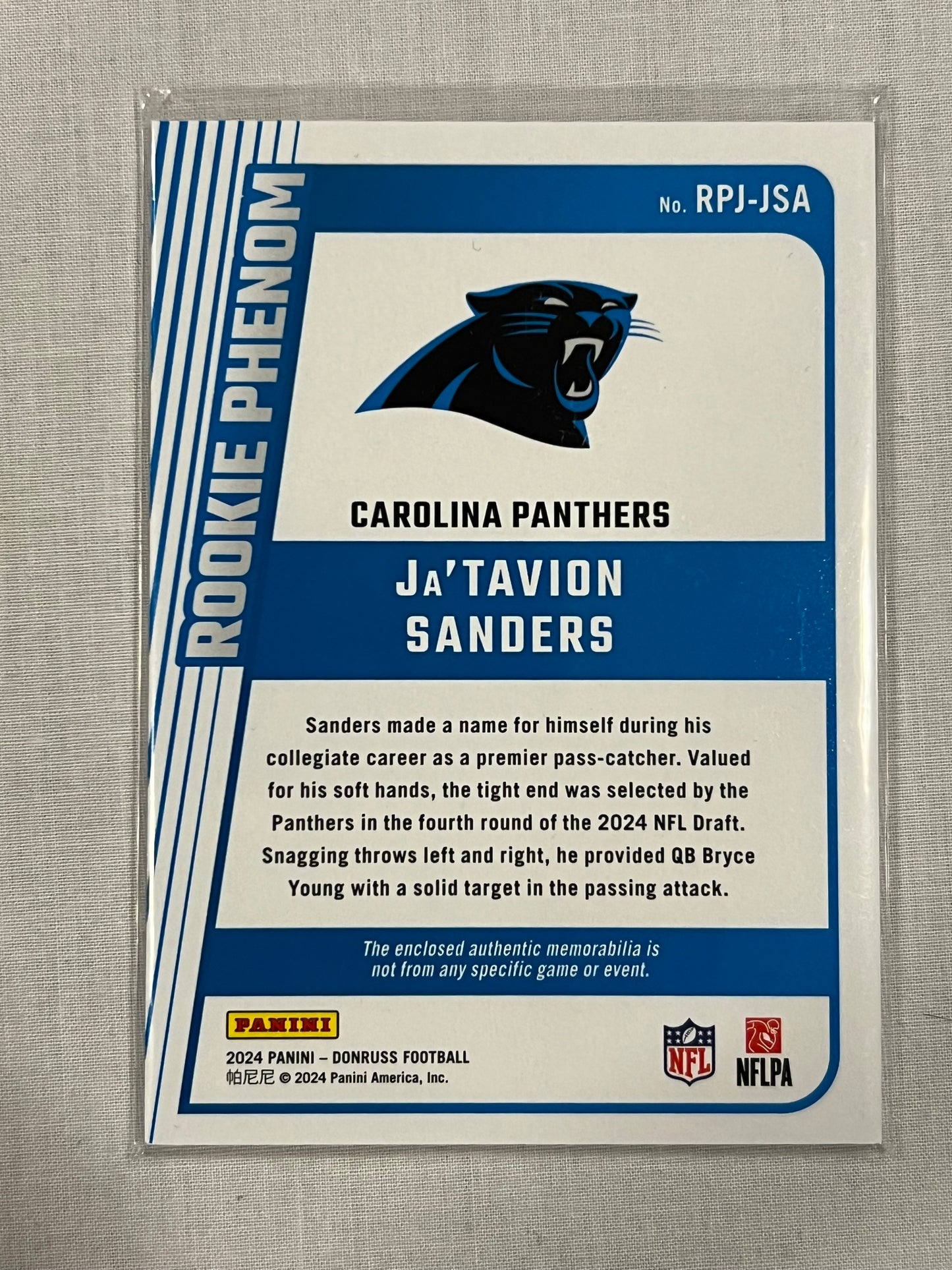 Ja'Tavion Sanders Rookie Phenoms Patch