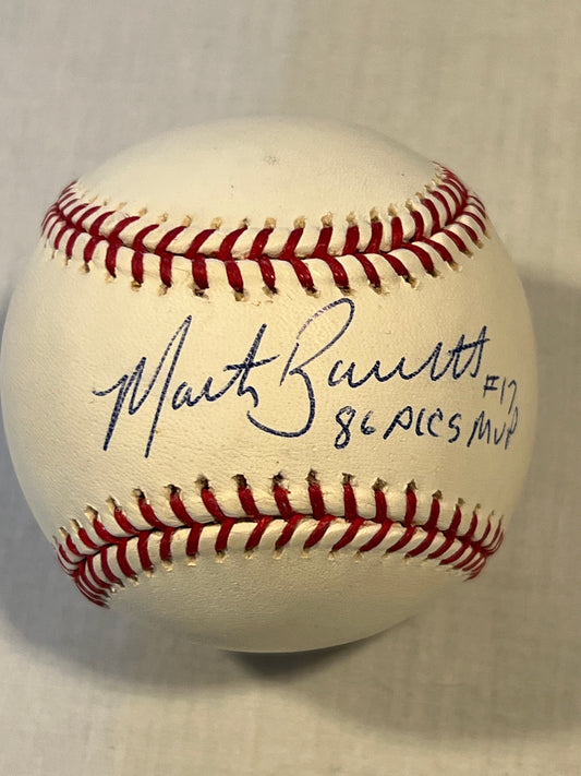 Marty Barrett Red Sox 1986 ALCS MVP signed baseball
