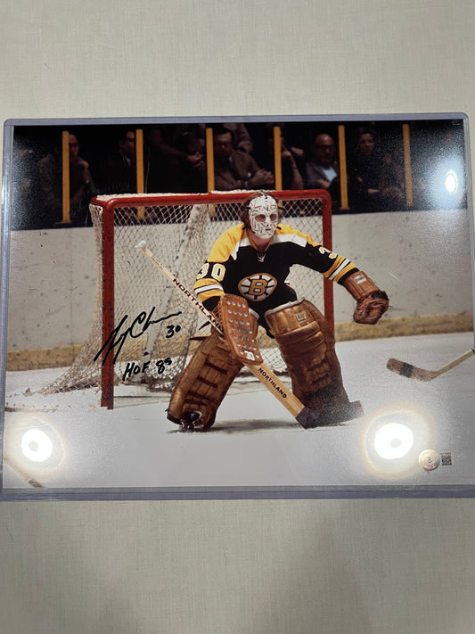 Gerry Cheevers Bruins HOF 14x11 Signed Photo