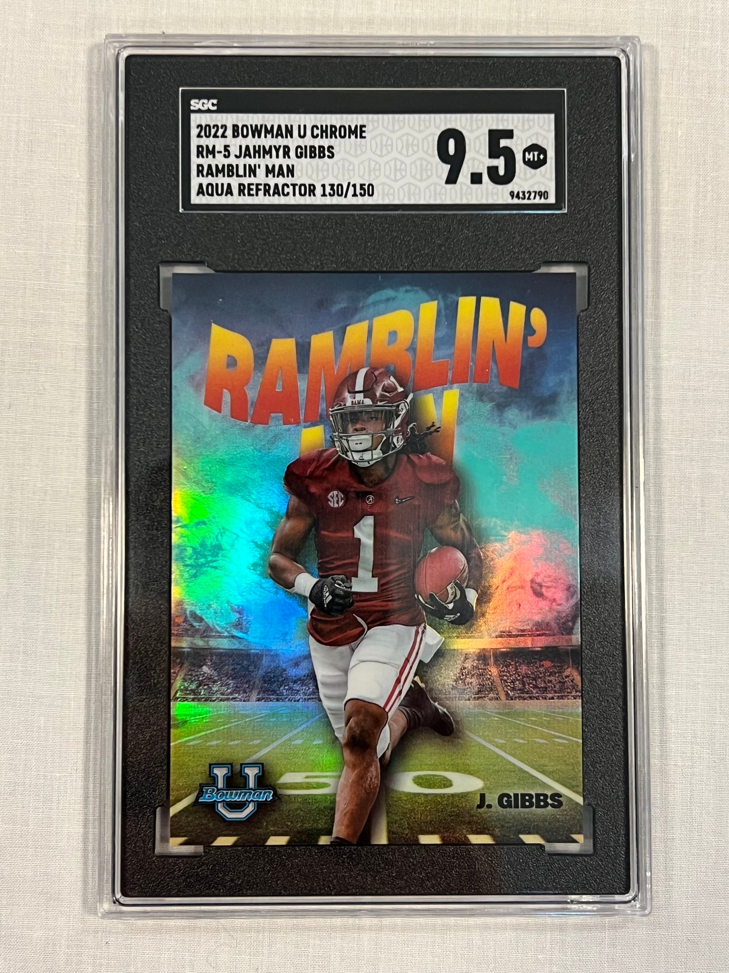 Jahmyr Gibbs SGC 9.5 Aqua Rookie Auto /150