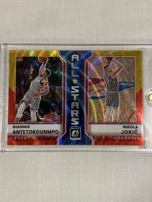 Giannis/Jokic Optic All-Stars Red & Gold Wave /99