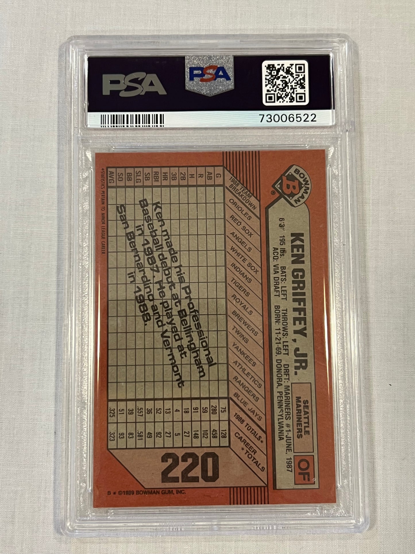 Ken Griffey Jr PSA 8 Bowman RC
