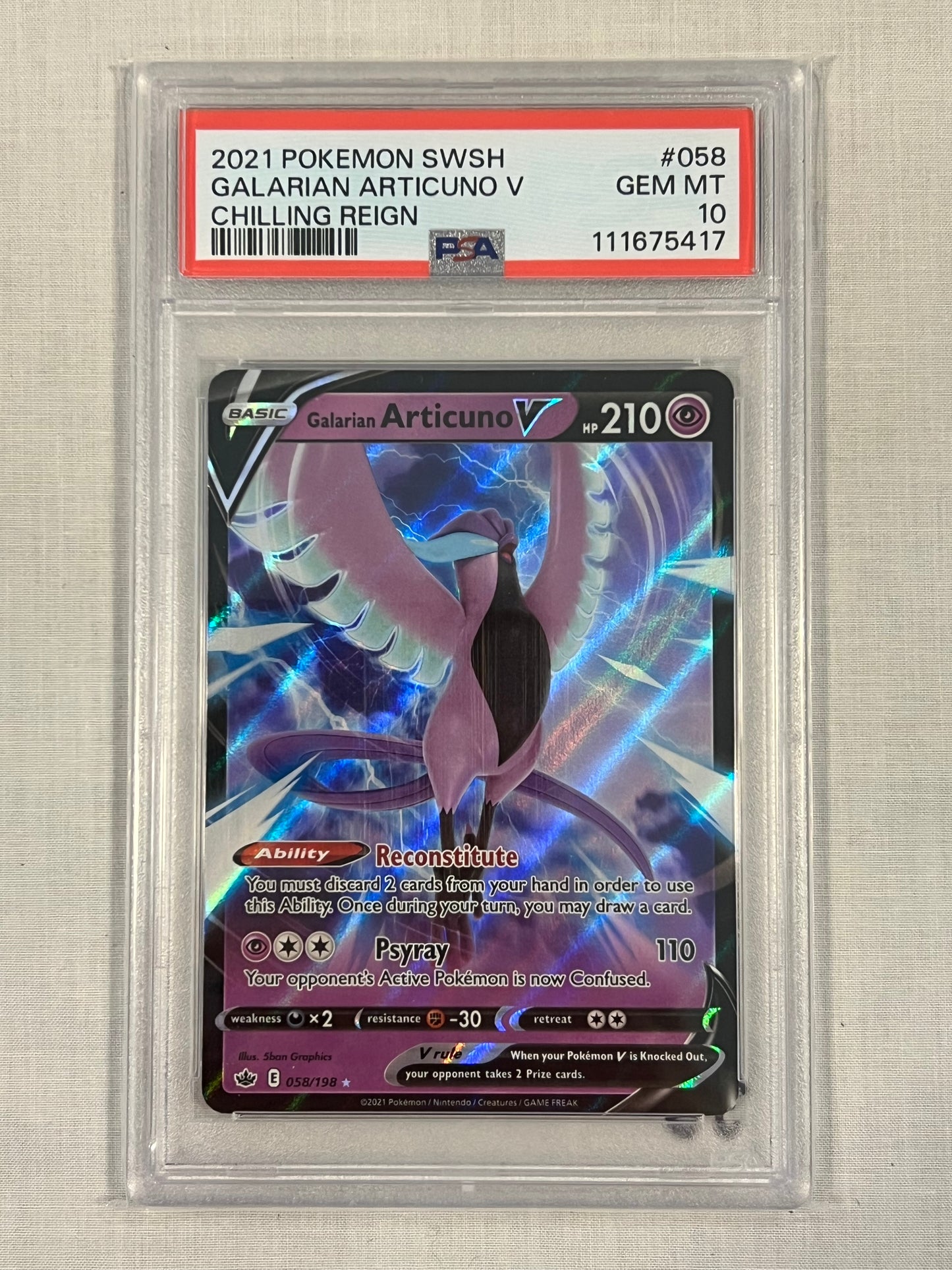 Galarian Articuno V PSA 10