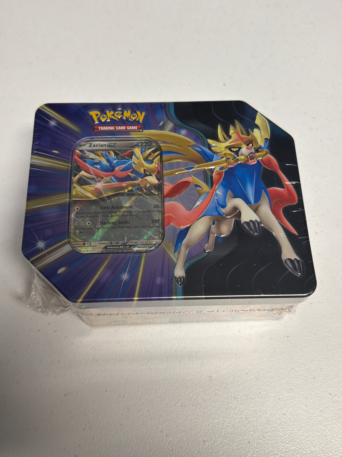Zacian EX Tin