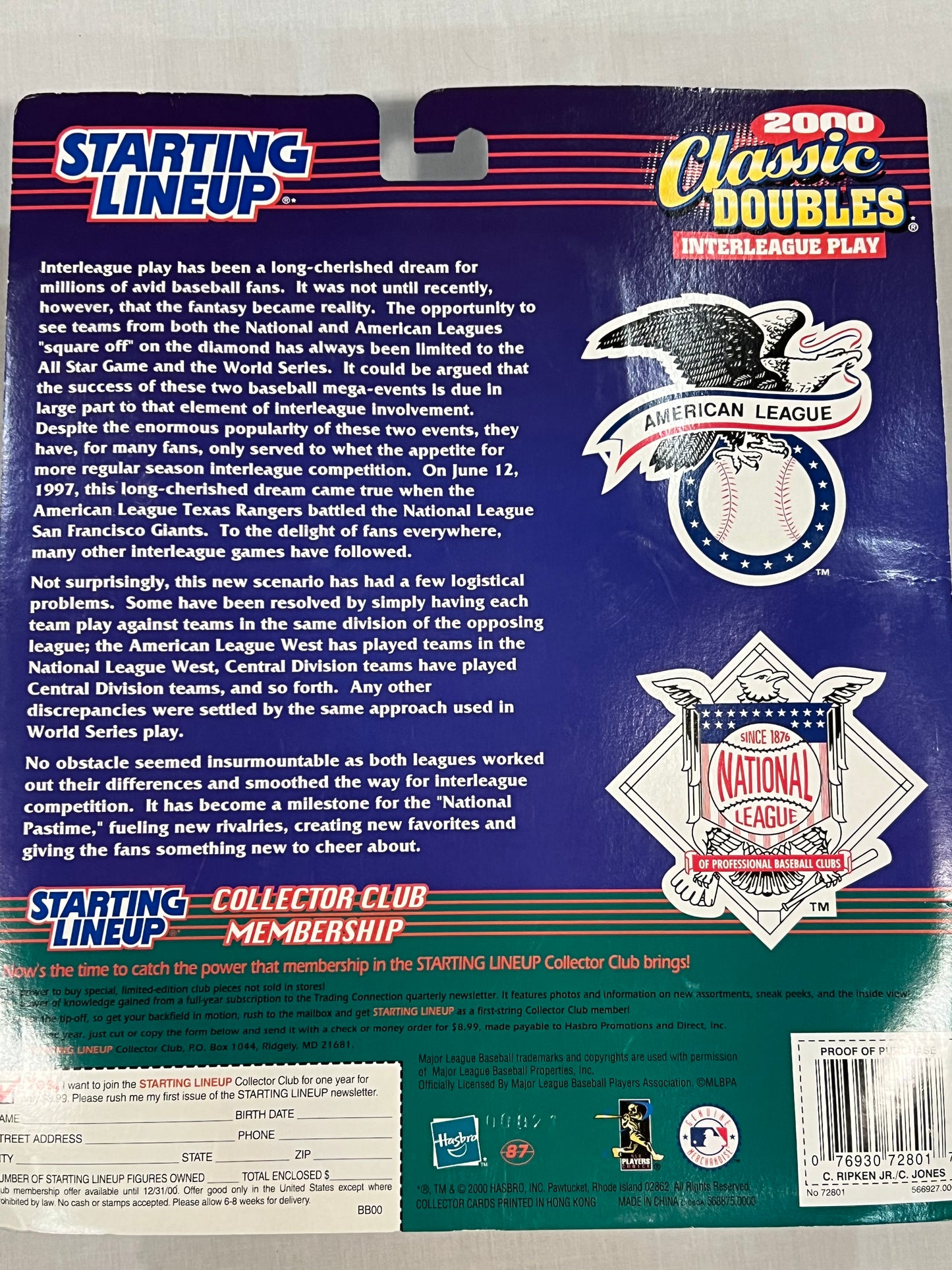 Cal Ripken Jr. & Chipper Jones Duo Starting Lineup w/ Cards