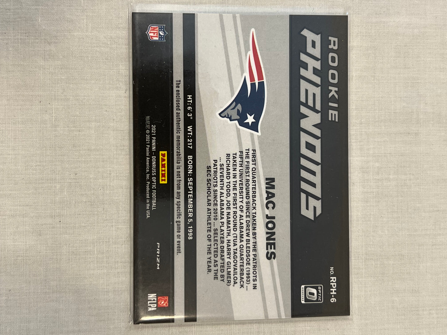 Mac Jones Optic Rookie Phenoms Patch