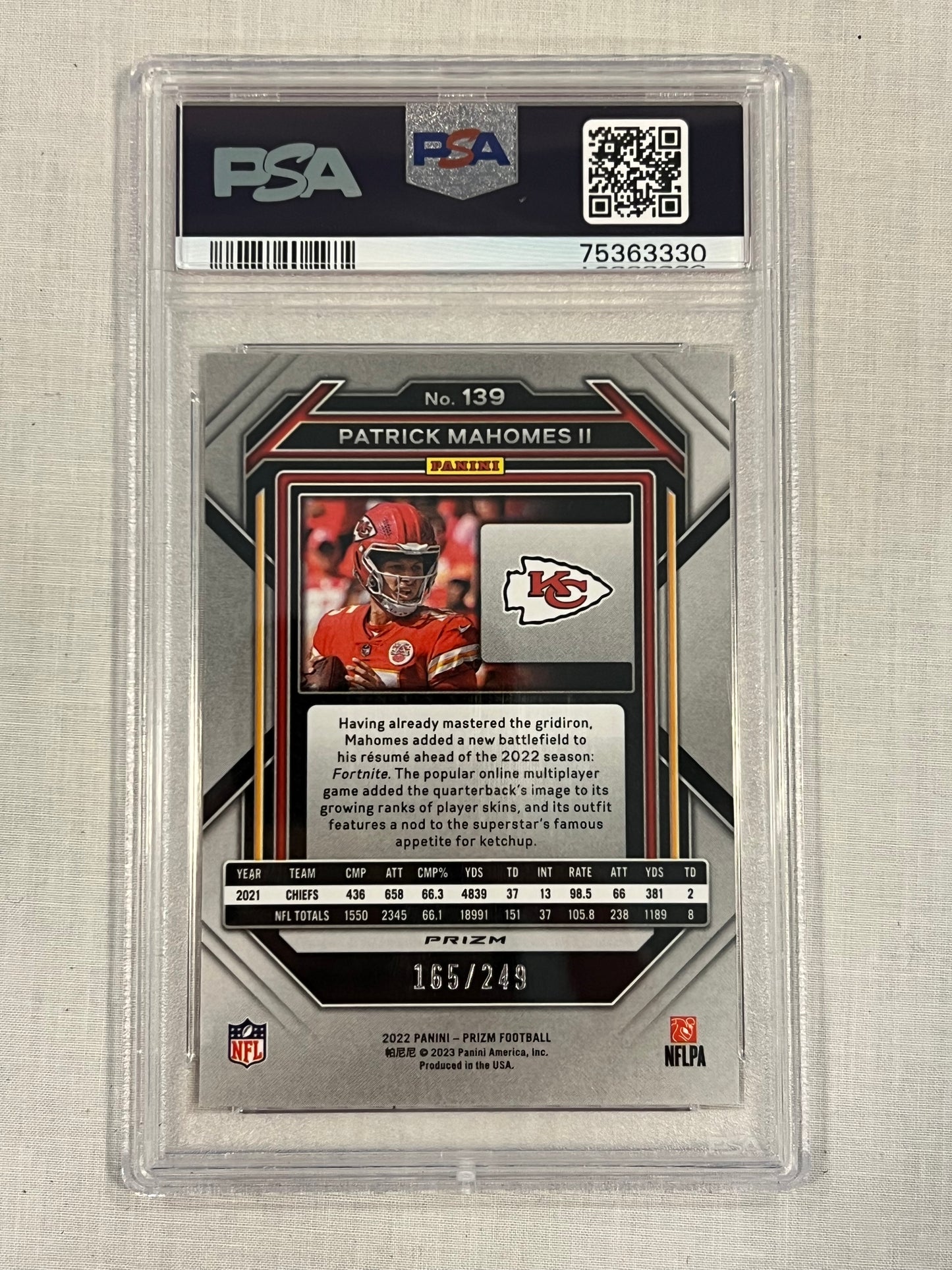 Patrick Mahomes PSA 10 Orange Prizm /249