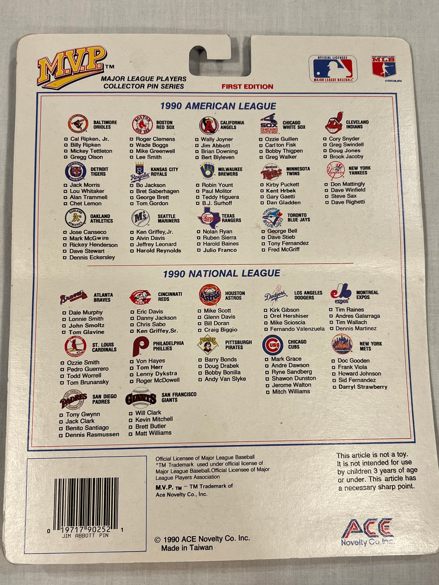 Jim Abbott LA Angels MVP Pin & Card Collection