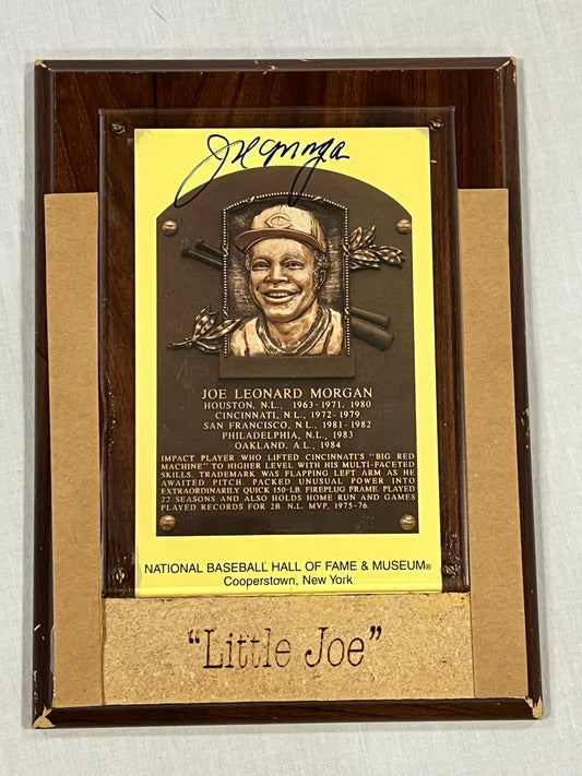 Joe Morgan National Baseball Hall of Fame signed Plaque