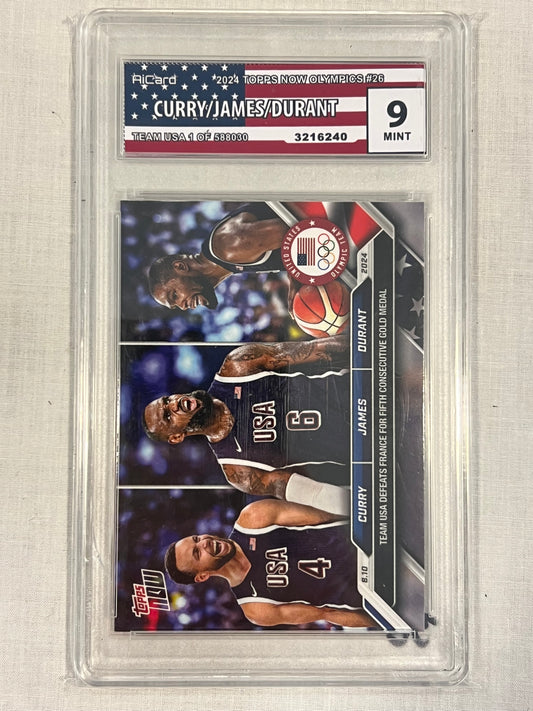 Curry/James/Durant RiCard 9 Team USA Olympics Topps SP
