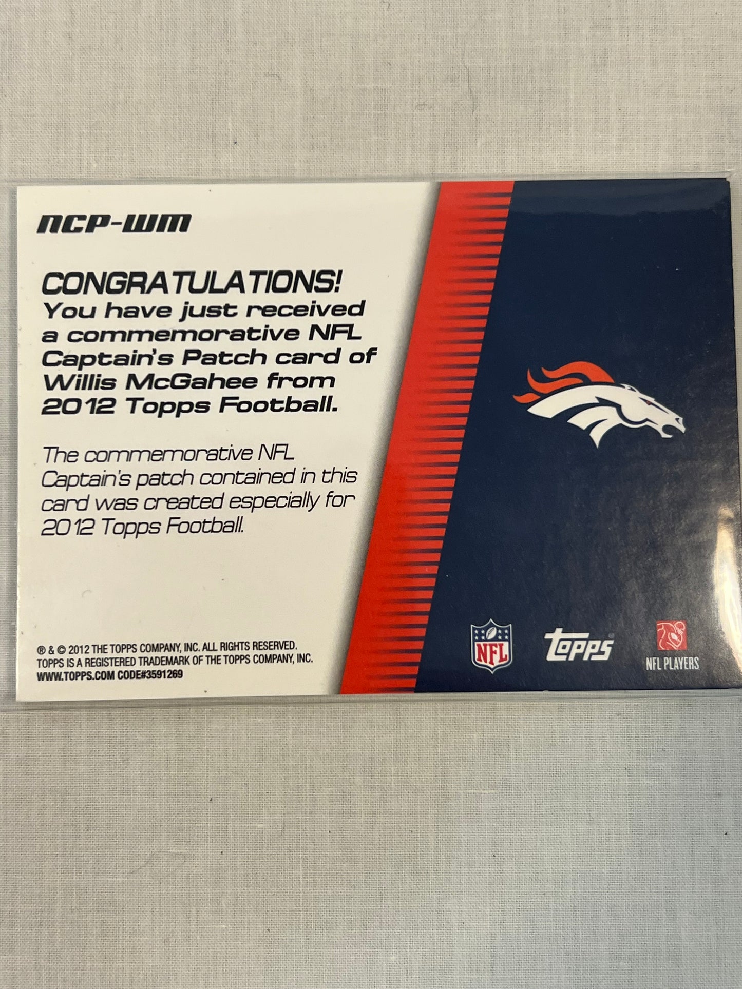 Willis McGahee NFL Captain Patch