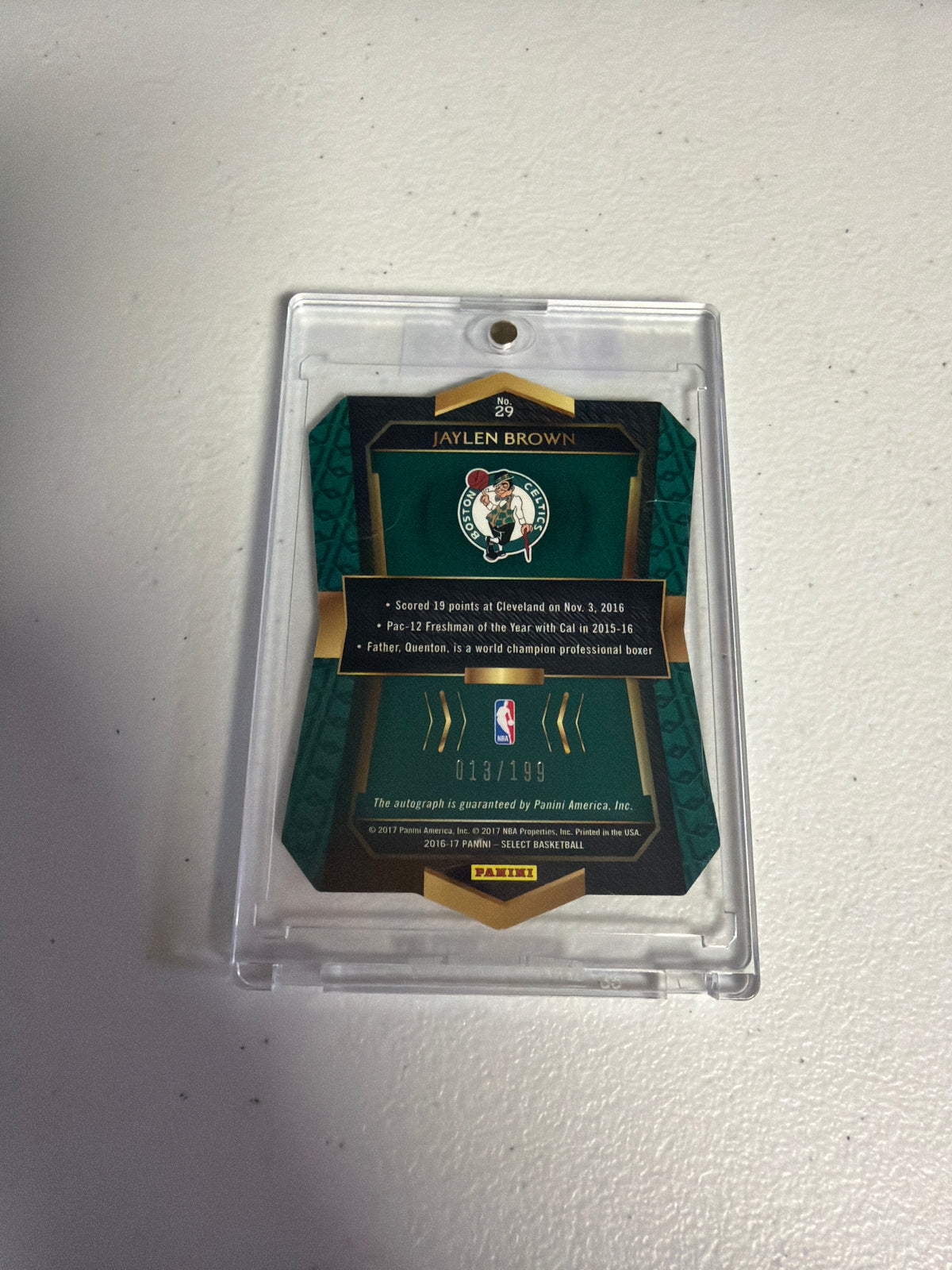 Jaylen Brown 2016 Select Die Cut Rookie Auto #/199