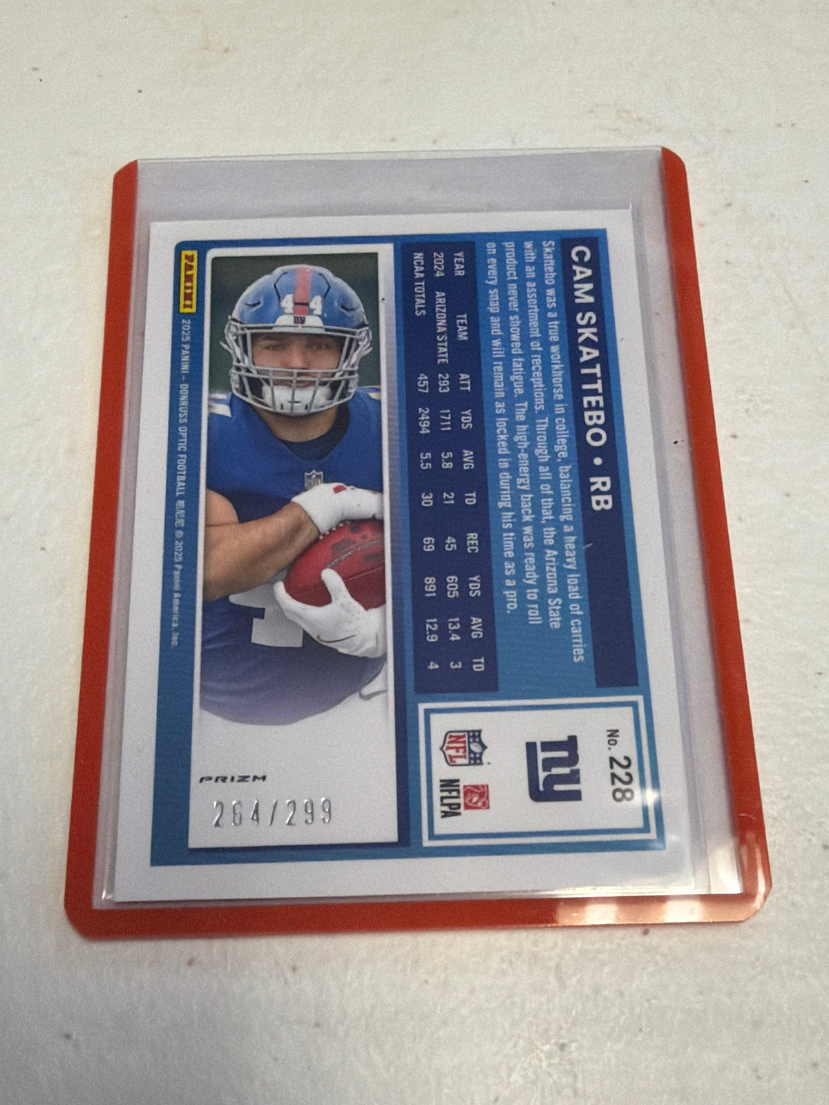 Cam Skattebo /299 Orange Rated Rookie