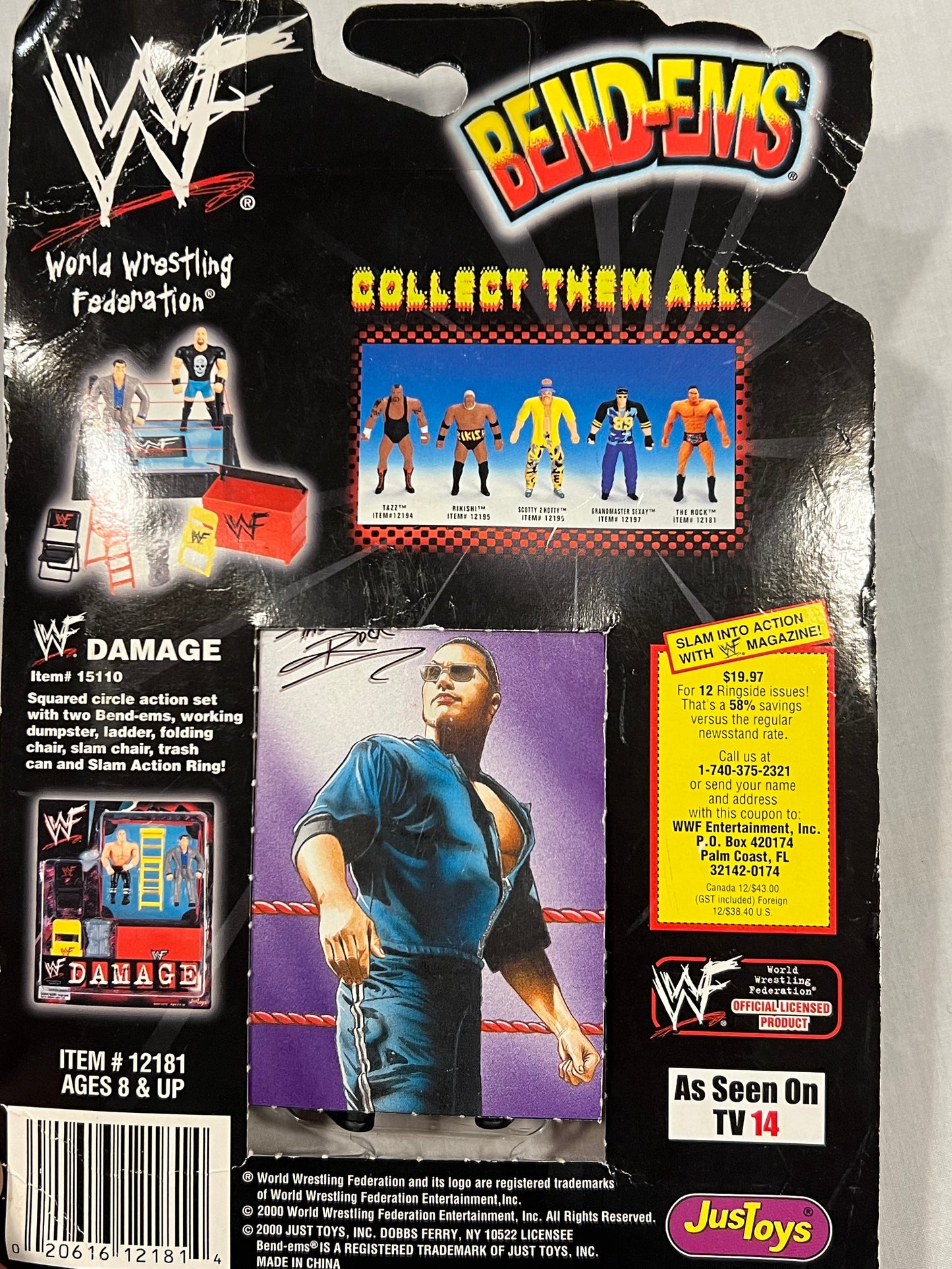 The Rock WWF Bend-Ems Figure