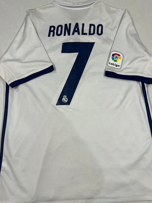 Cristiano Ronaldo White Real Madird La Liga Mens Large