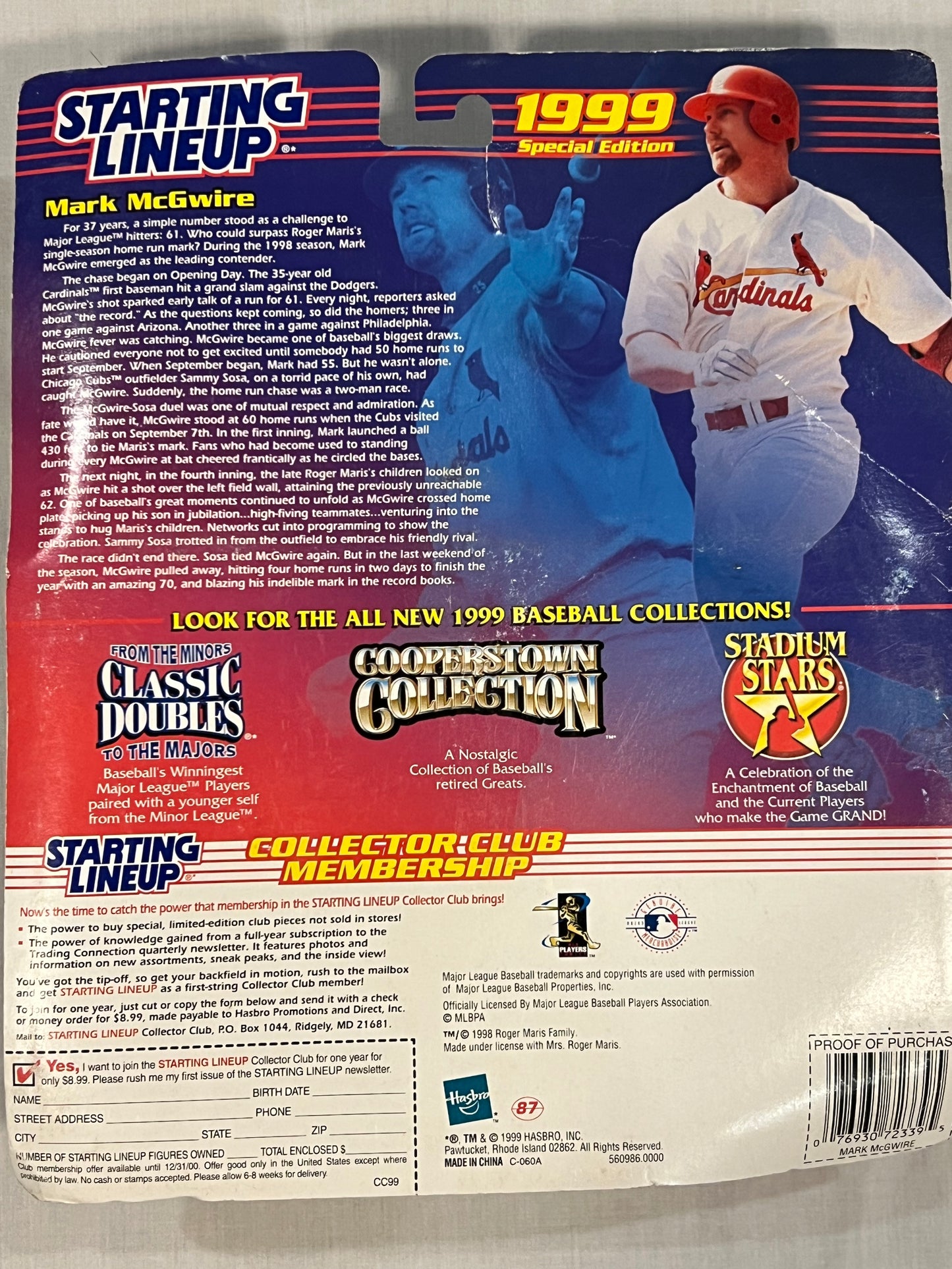 Mark McGuire & Roger Maris 1999 Home Run Starting Lineup