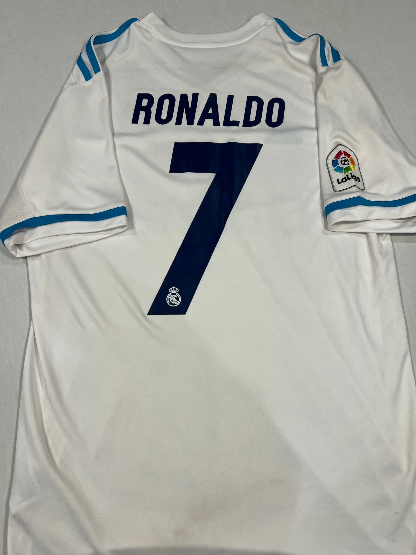Cristiano Ronaldo White/Teal w/ Print La Liga Real Madrid Mens Large