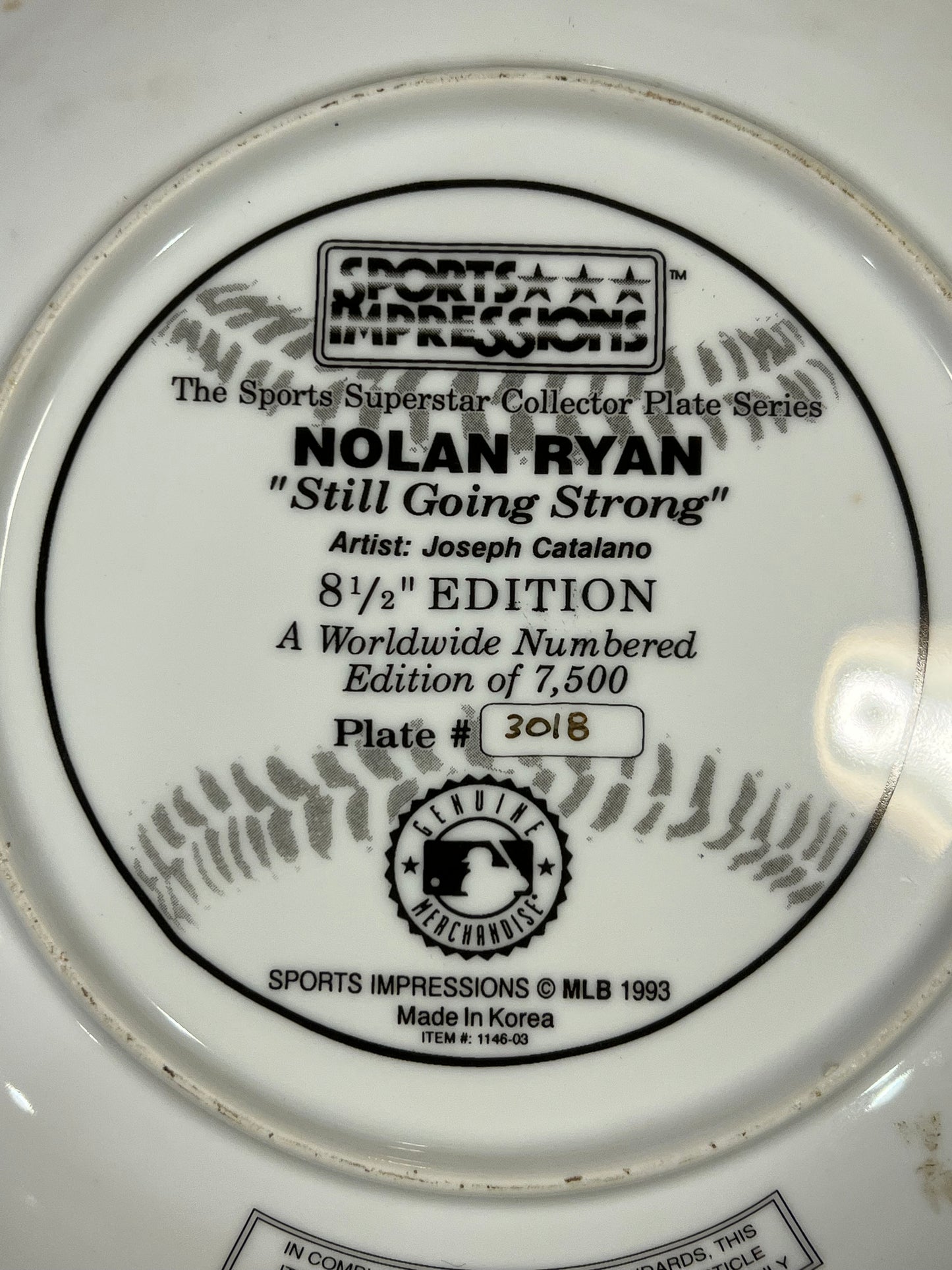 Nolan Ryan 1993 Limited Edition Plate