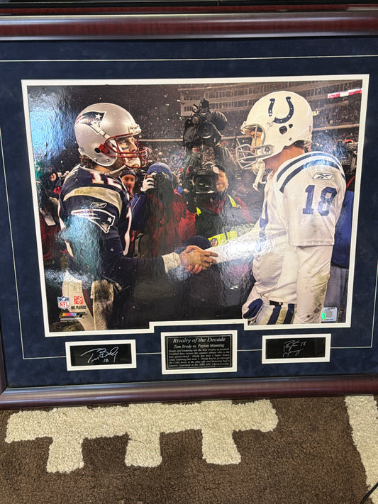 Tom Brady & Peyton Manning Engraved Autographed Picture